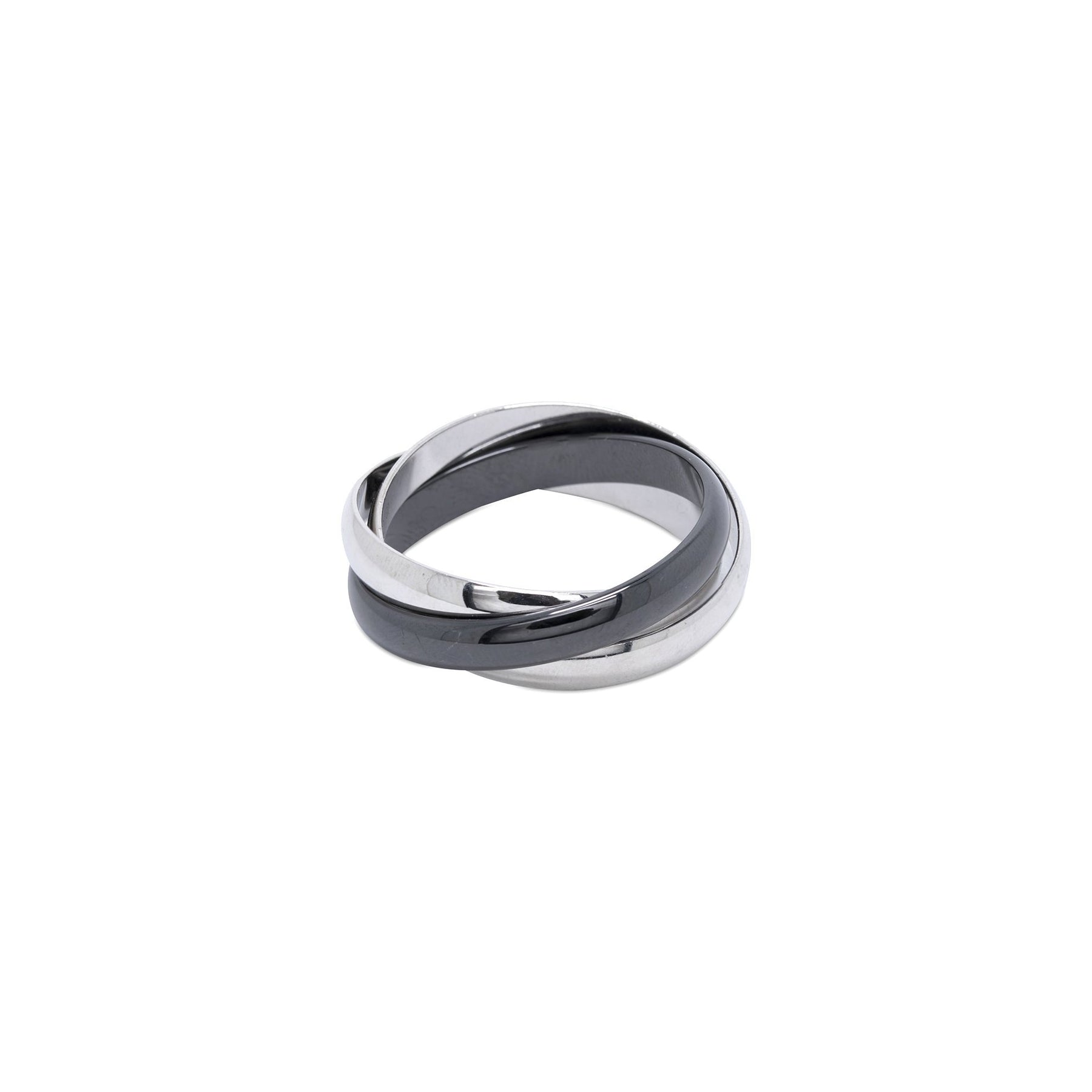 Cartier 18k White Gold & Ceramic Trinity Rolling Ring