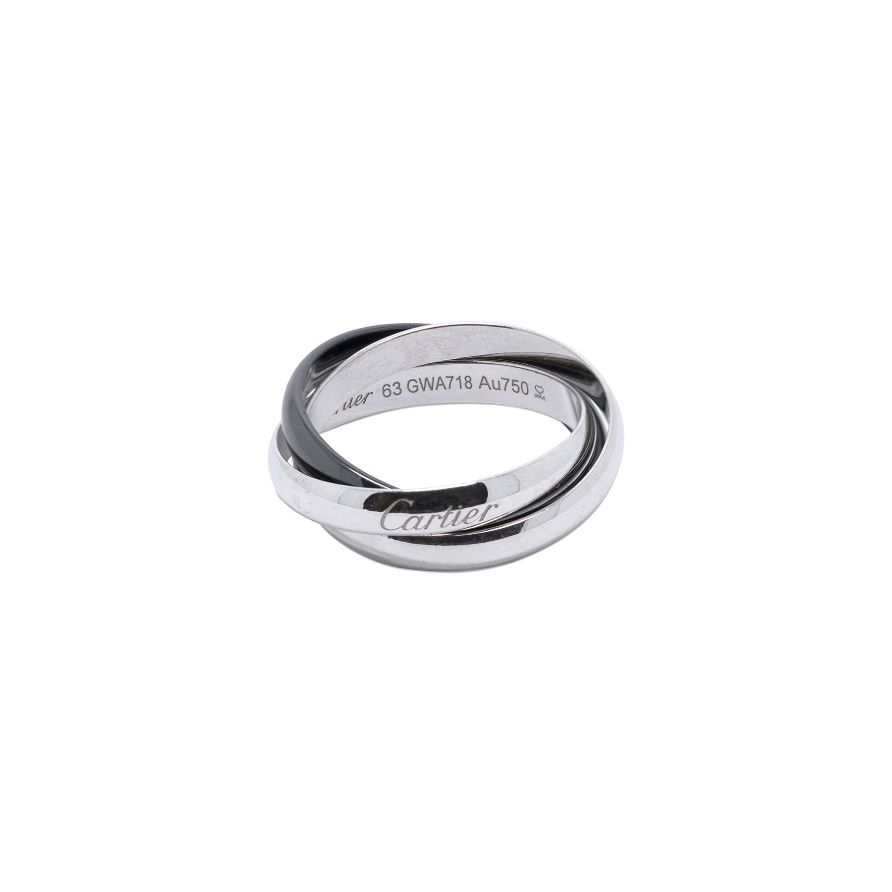 Cartier 18k White Gold & Ceramic Trinity Rolling Ring