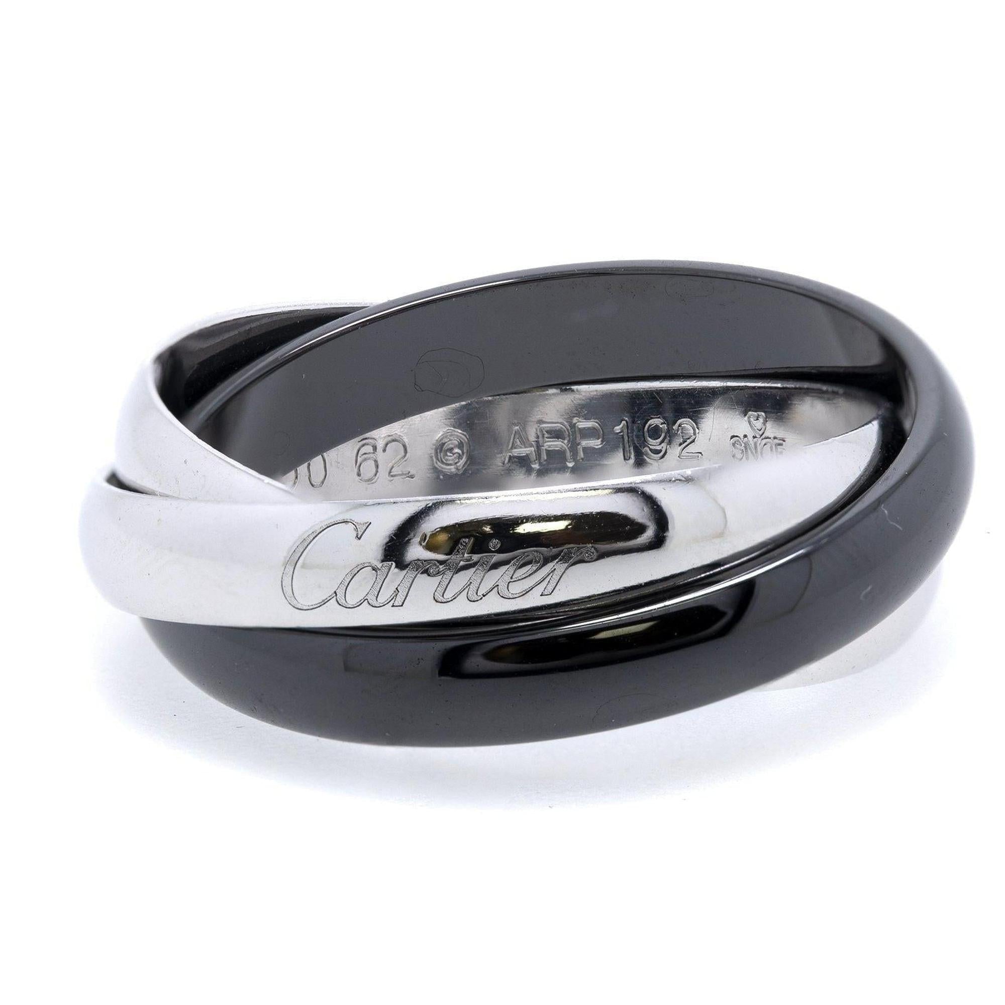 Cartier 18k White Gold & Ceramic Trinity Rolling Ring