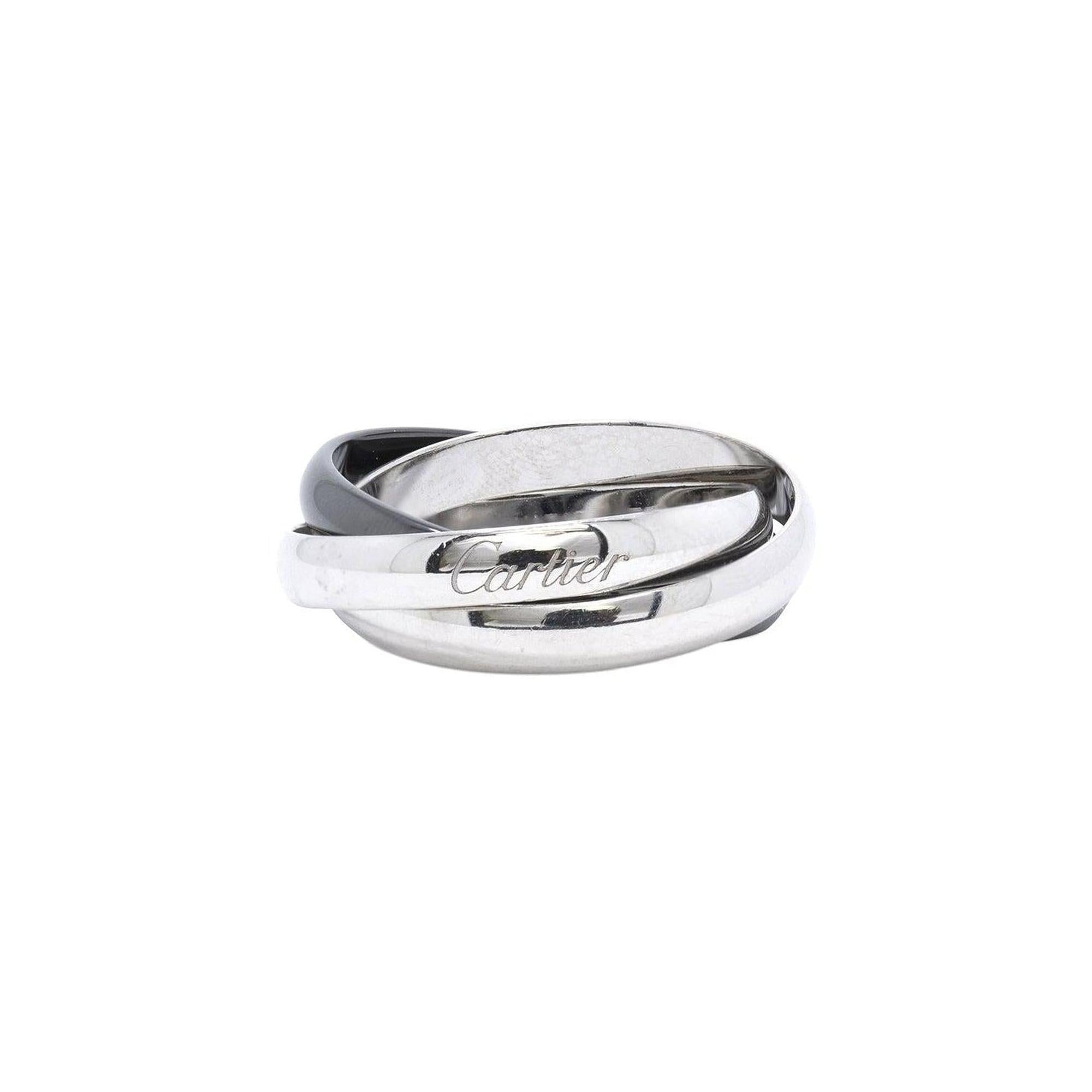 Cartier 18k White Gold & Ceramic Trinity Rolling Ring