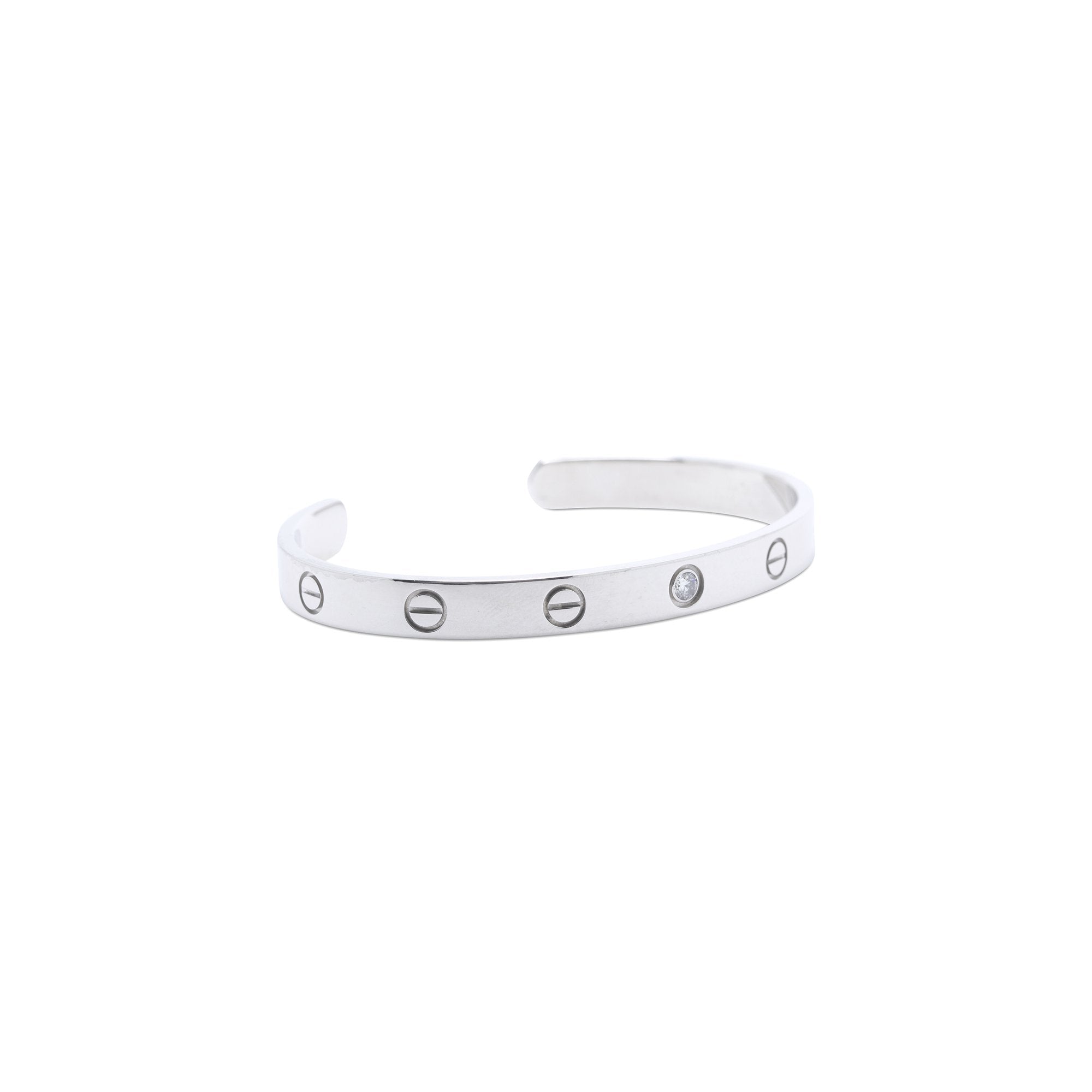 Cartier 18k White Gold Diamond Love Cuff Bracelet w/ Box