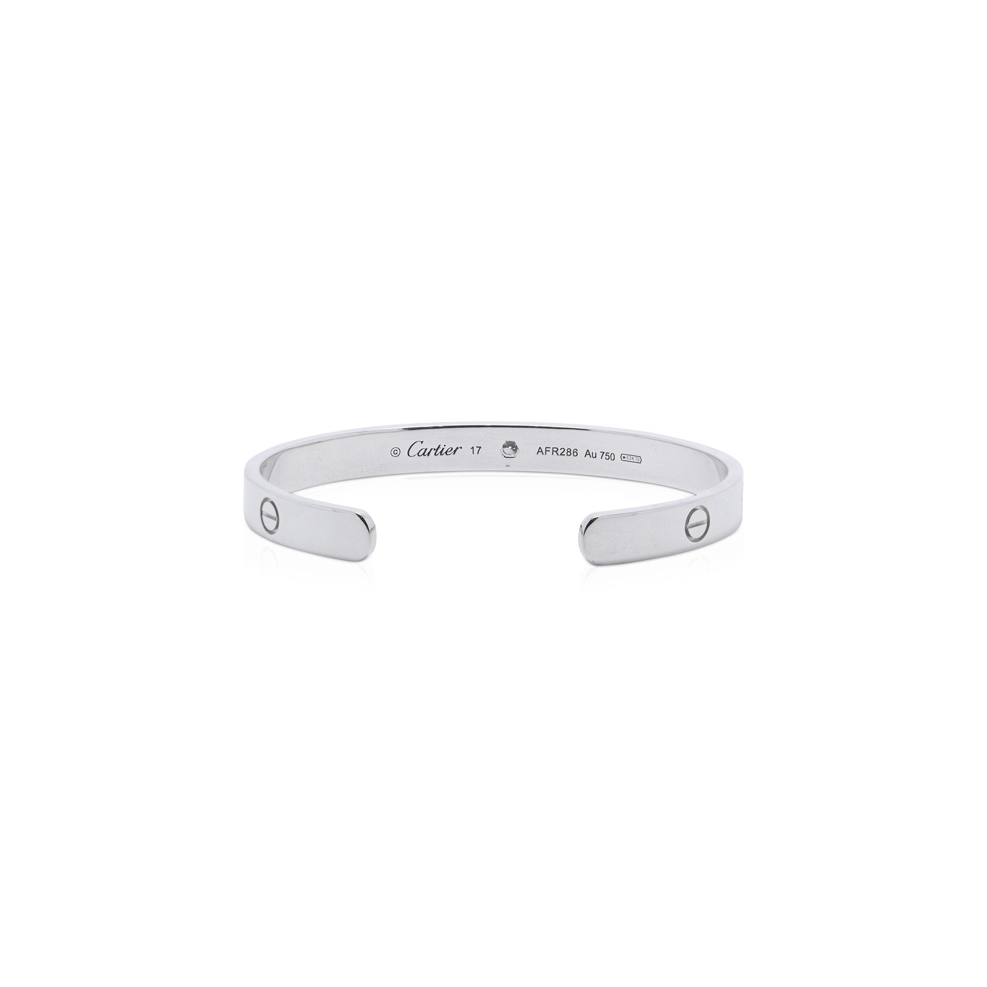 Cartier 18k White Gold Diamond Love Cuff Bracelet w/ Box