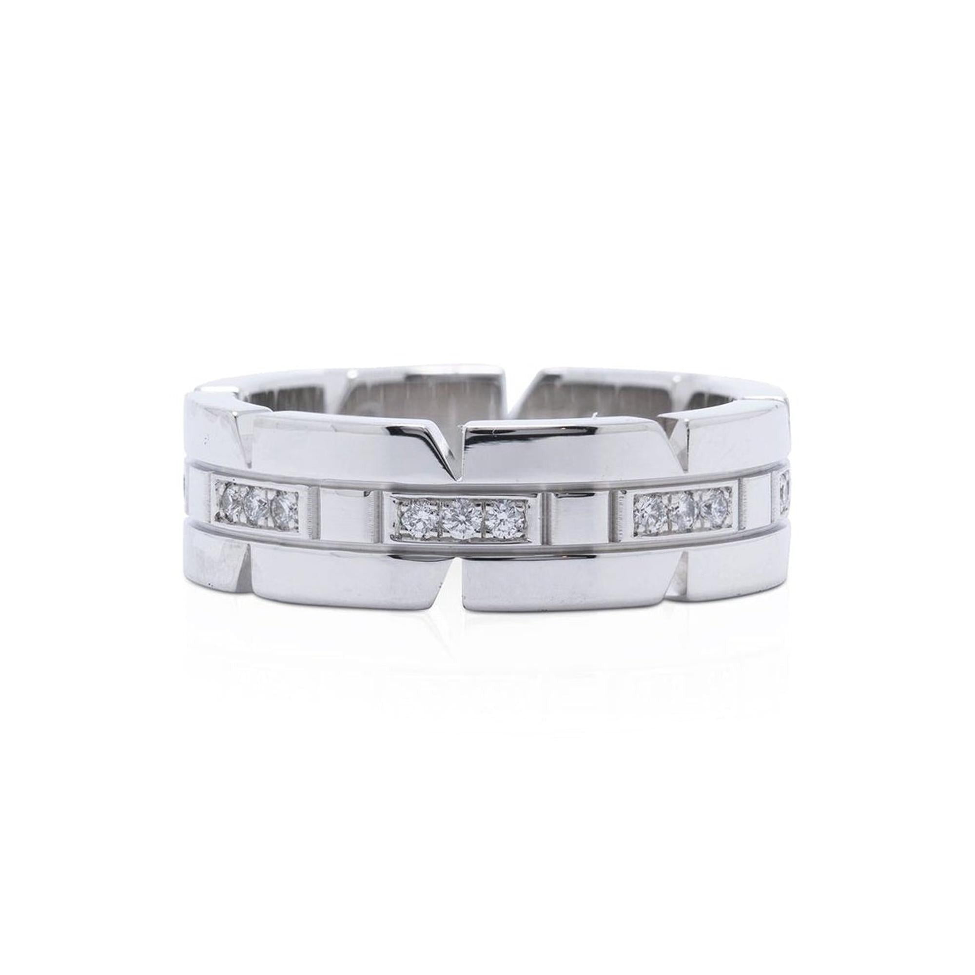 Cartier 18k White Gold Diamond Tank Francaise Ring