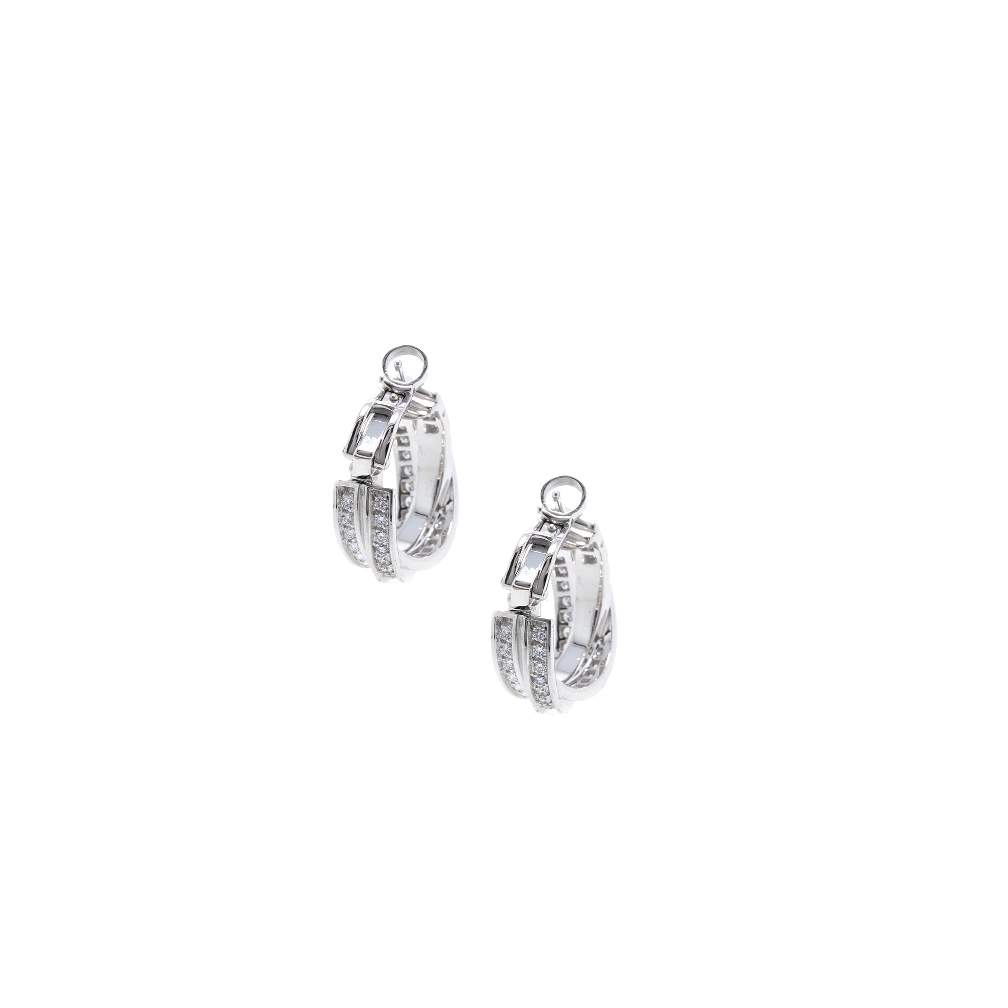 Cartier 18k White Gold Diamond Trinity Hoop Earrings