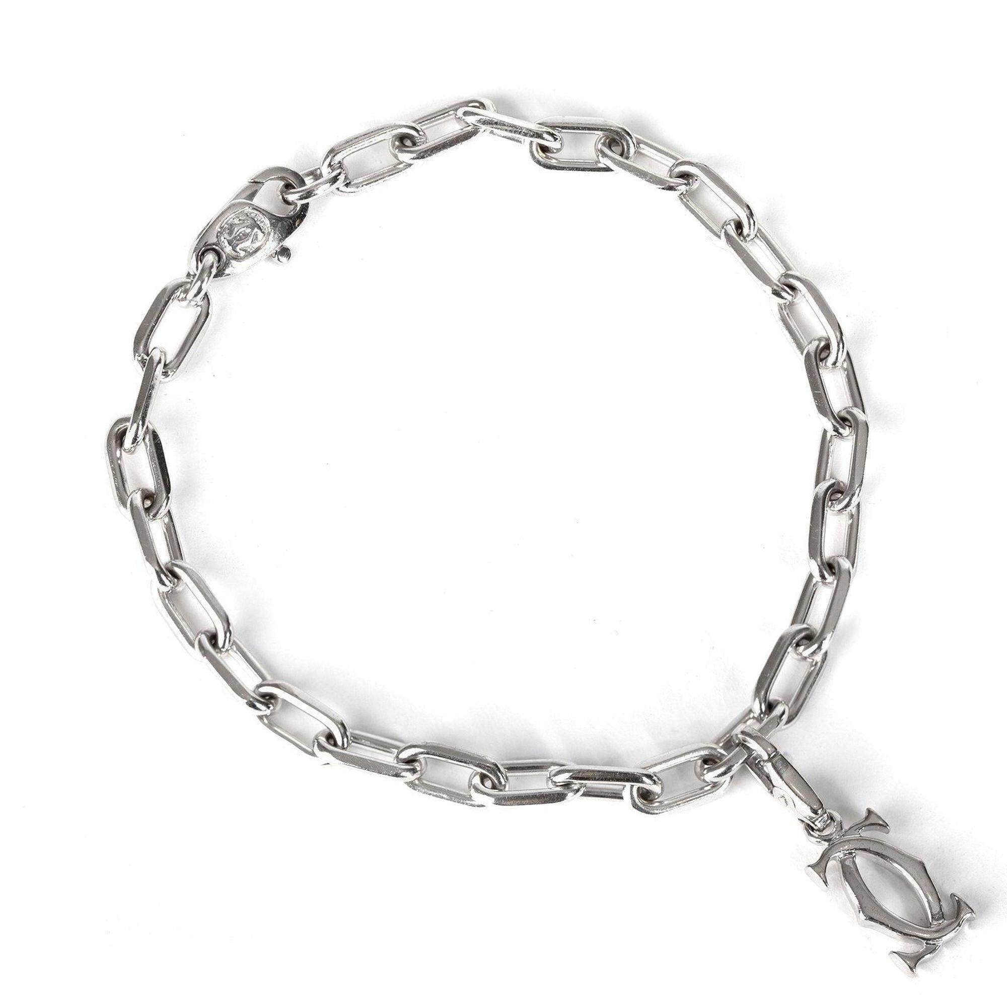 Cartier 18k White Gold Double C Decor Charm Bracelet