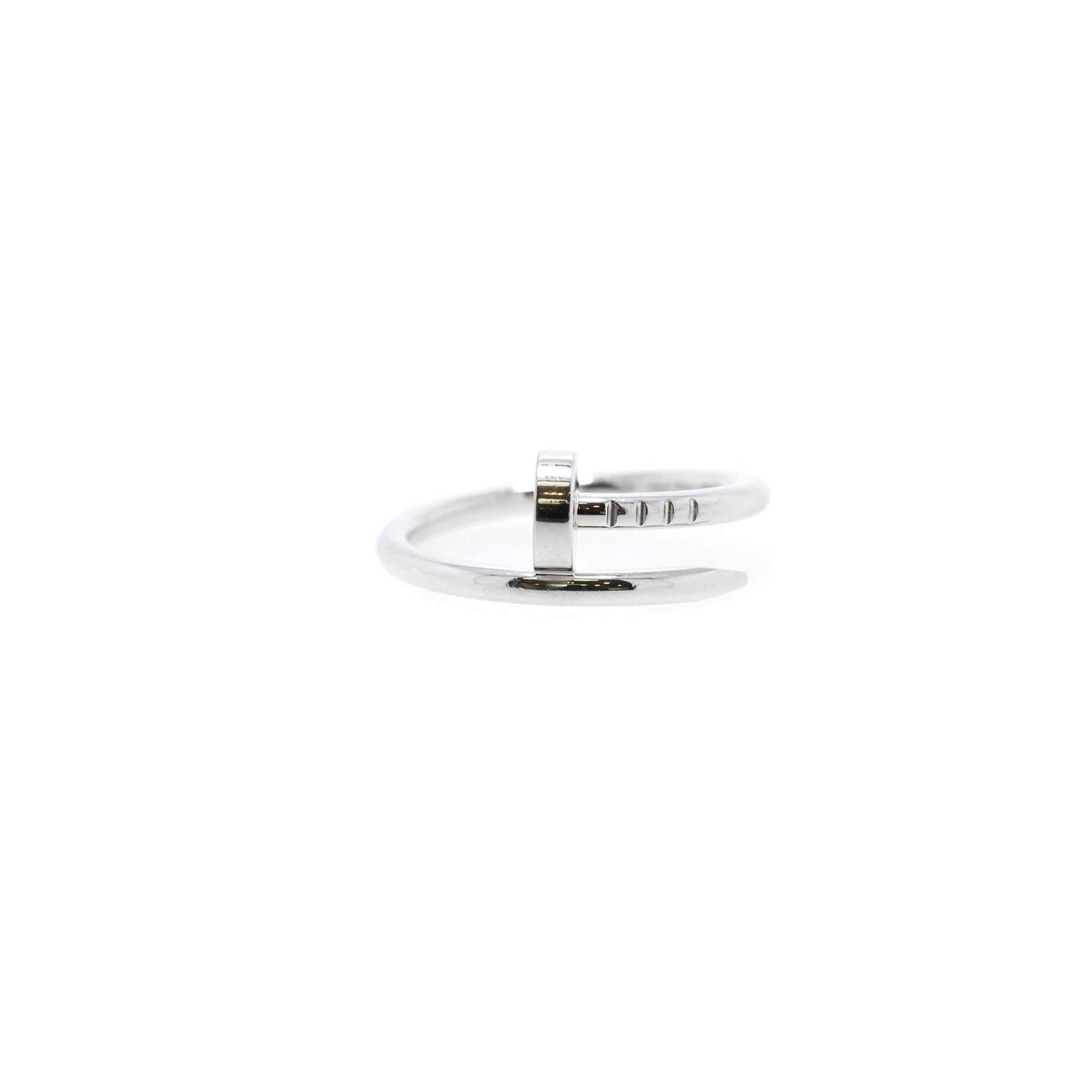 Cartier 18k White Gold Juste Un Clou Ring w/ Box & Certificate