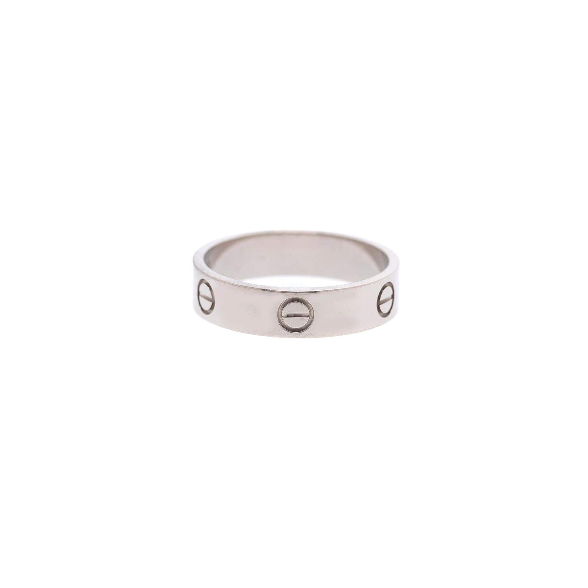 Cartier 18k White Gold Love Ring w/ Box & Certificate