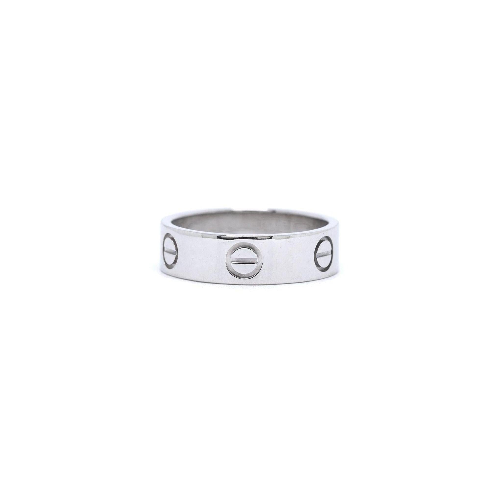 Cartier 18k White Gold Love Ring w/ Box