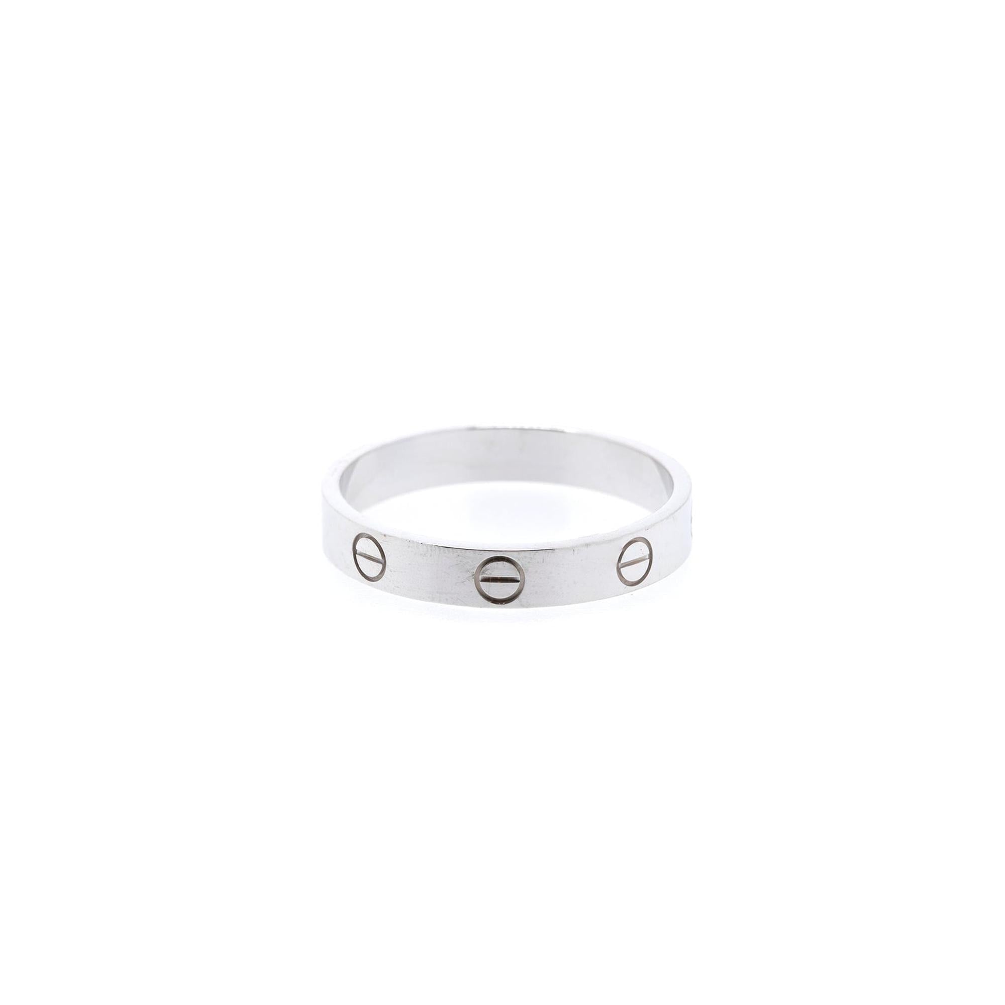 Cartier 18k White Gold Love Wedding Band Ring w/ Box & Certificate