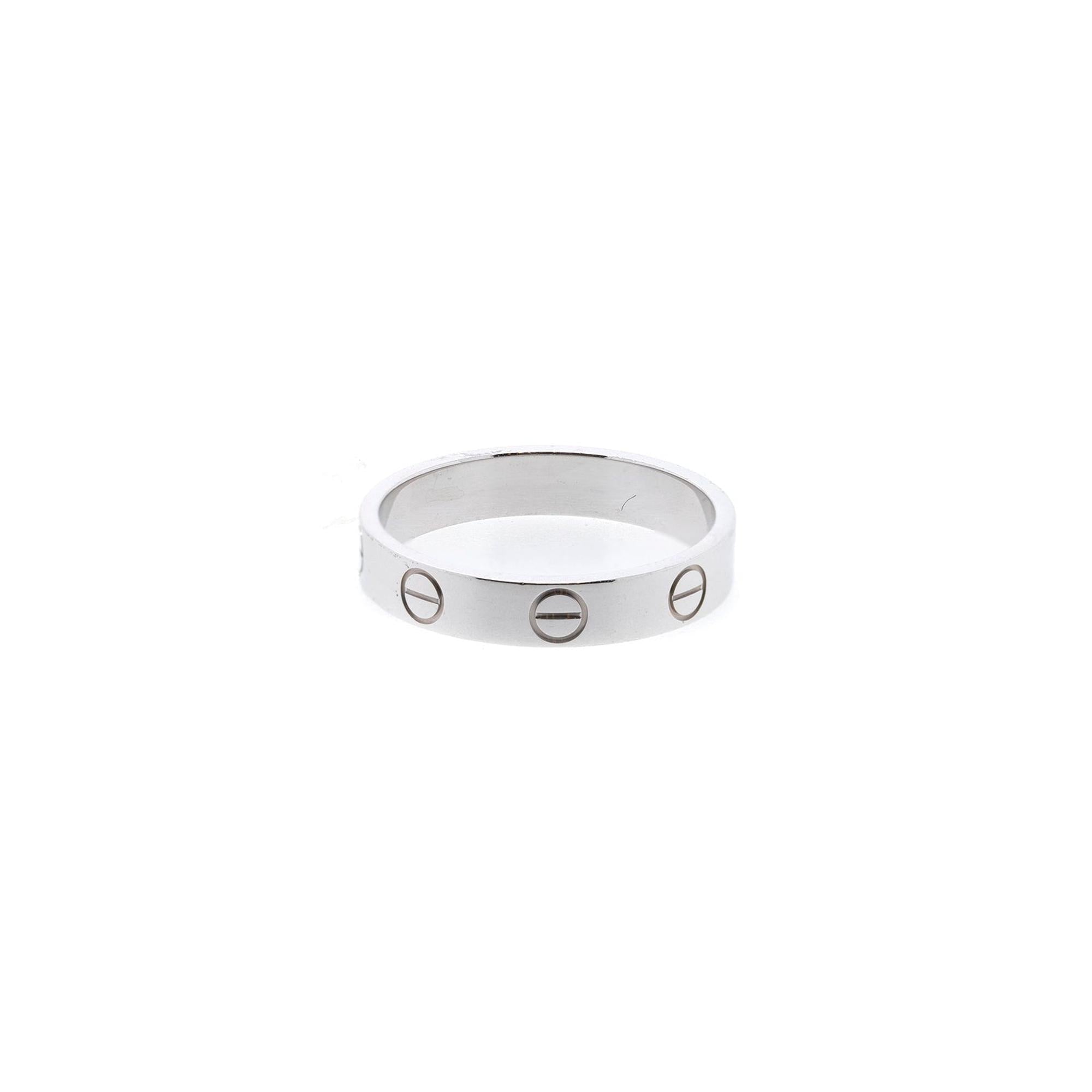 Cartier 18k White Gold Love Wedding Band Ring w/ Box & Certificate