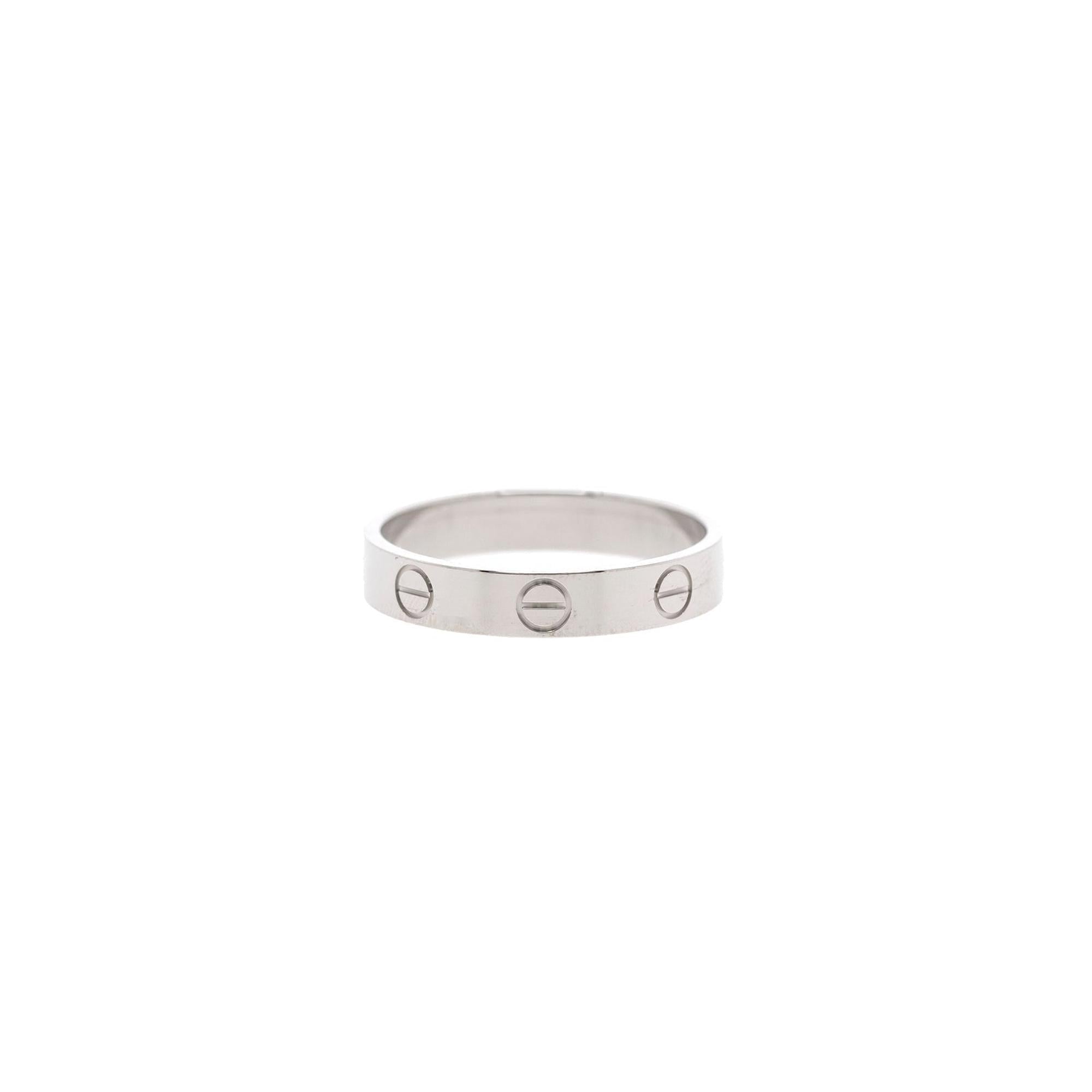 Cartier 18k White Gold Love Wedding Band Ring w/ Box & Certificate