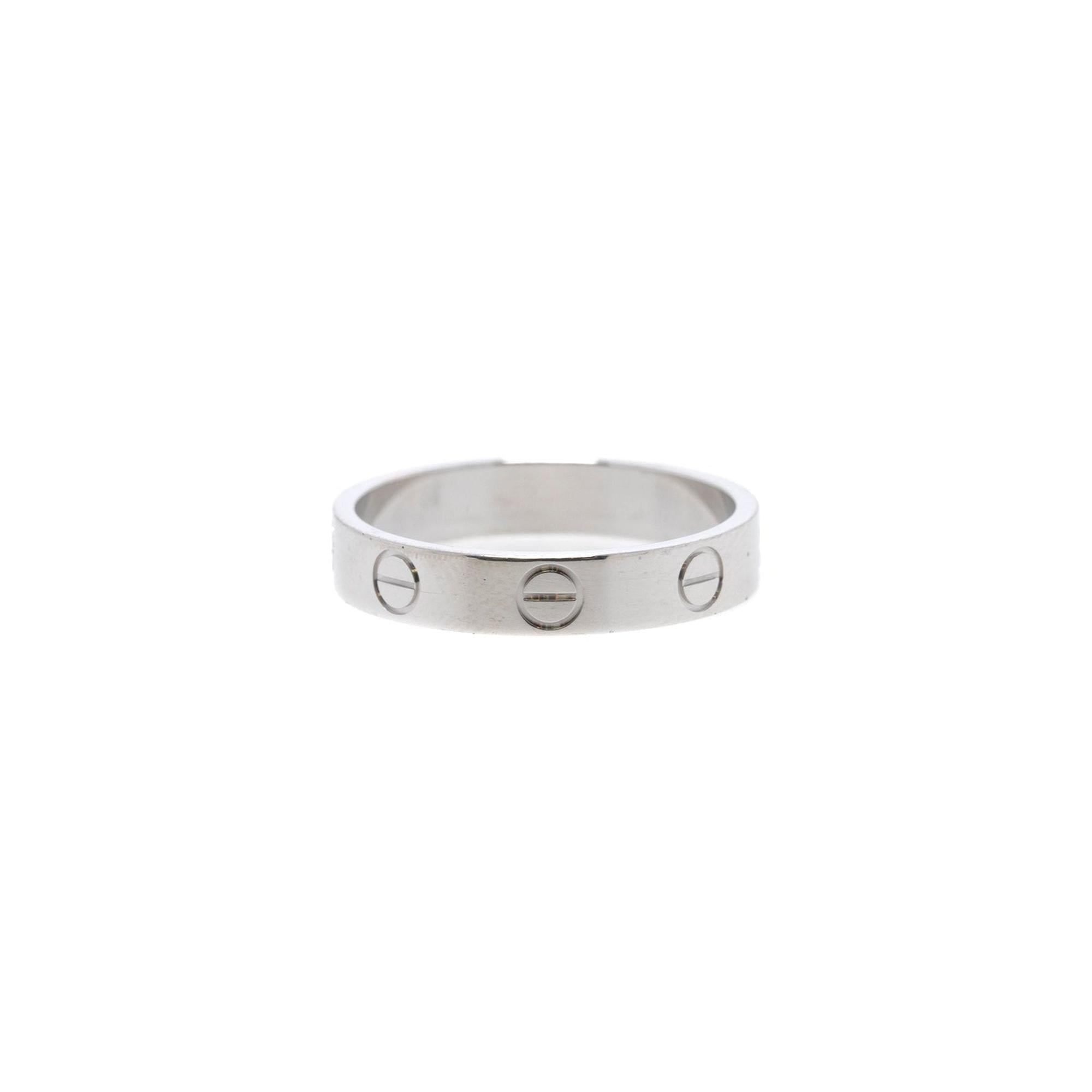Cartier 18k White Gold Love Wedding Band Ring w/ Box & Certificate