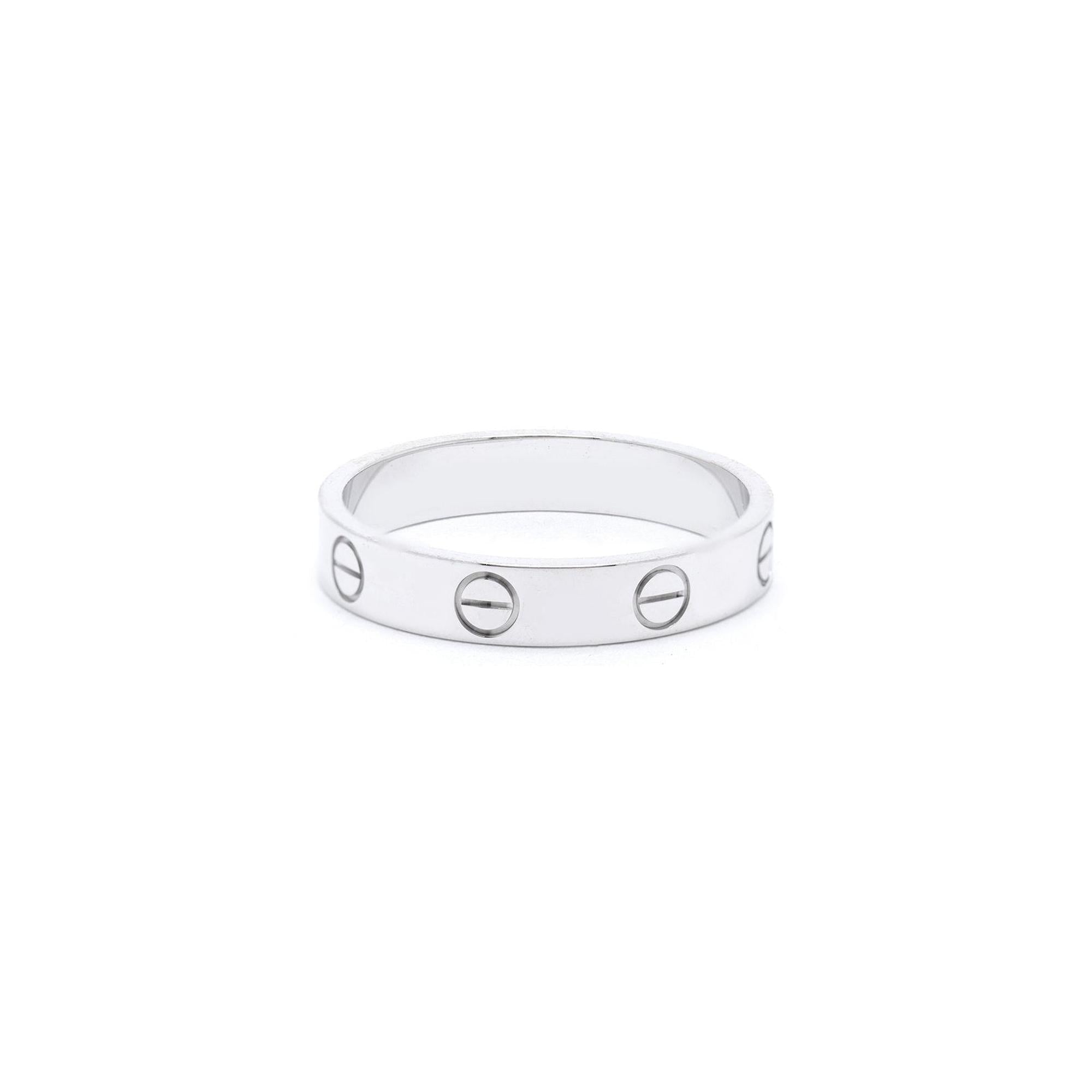Cartier 18k White Gold Love Wedding Band Ring w/ Box