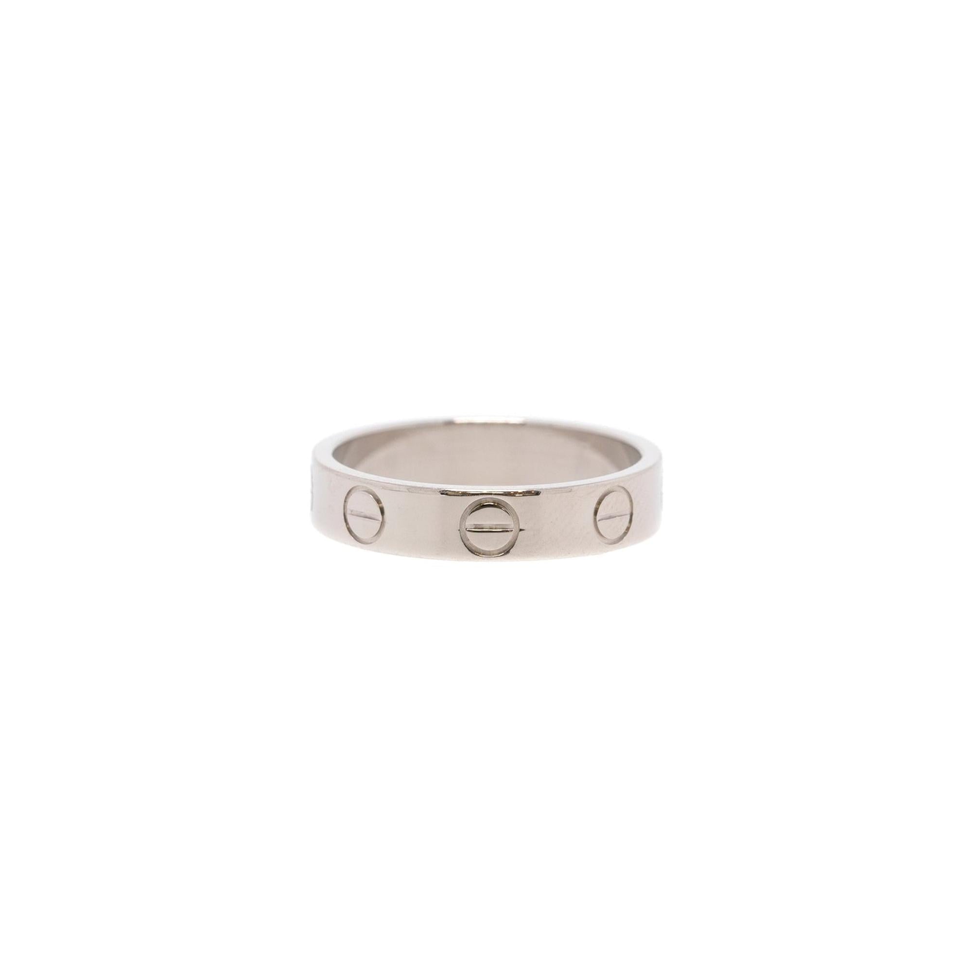 Cartier 18k White Gold Love Wedding Band Ring w/ Certificate