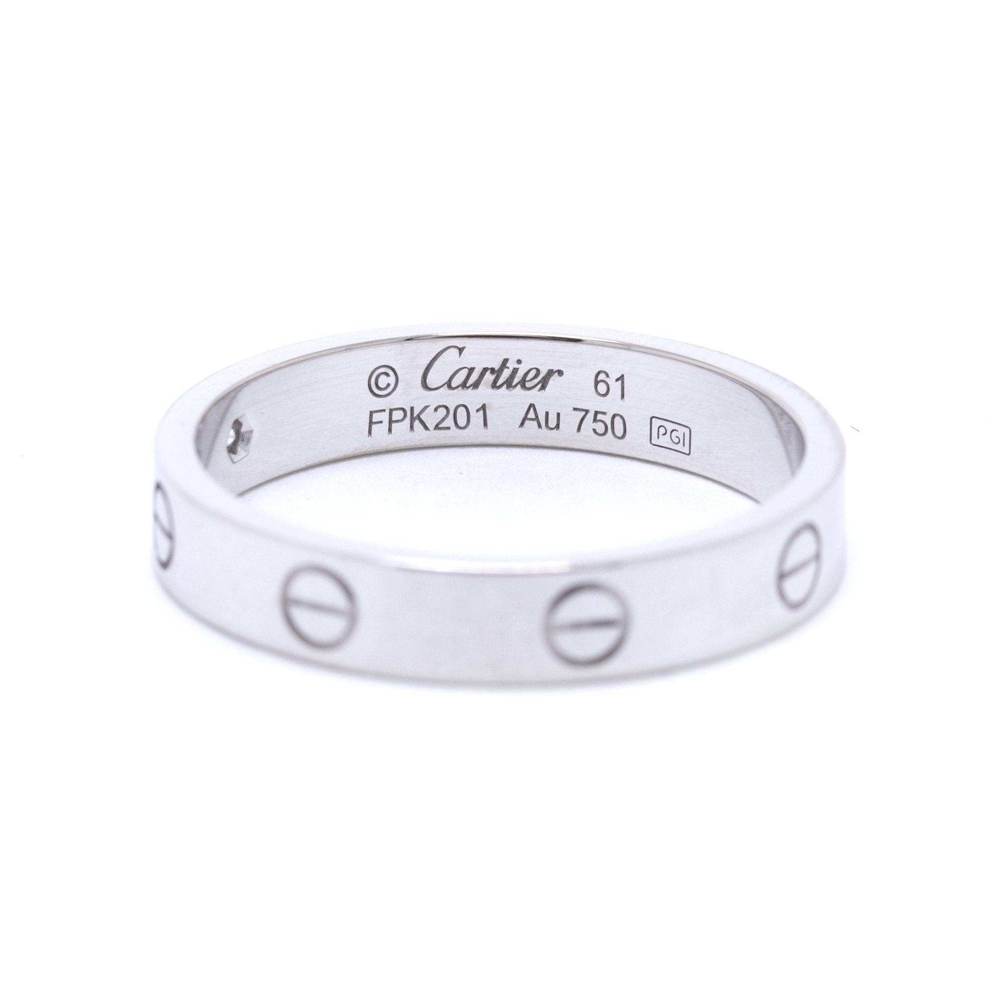 Cartier 18k White Gold Love Wedding Band Ring with Diamond