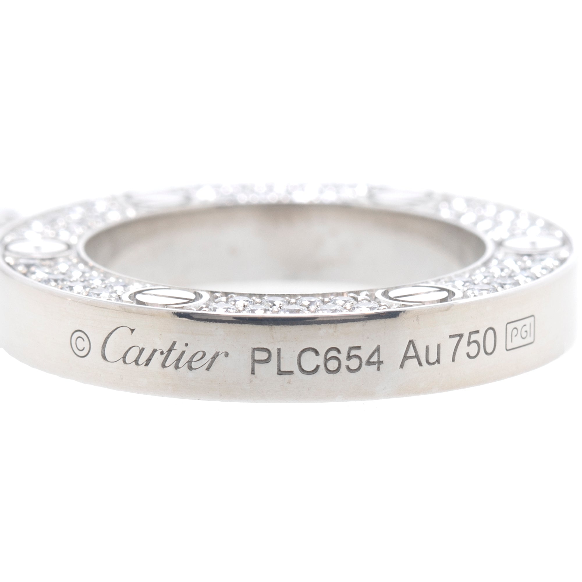 Cartier 18k White Gold Pave Diamond Love Pendant Necklace
