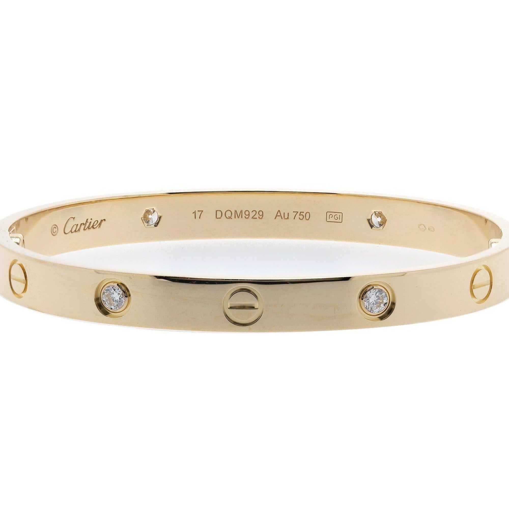 Cartier 18k Yellow Gold Love Bracelet with 4 Diamonds