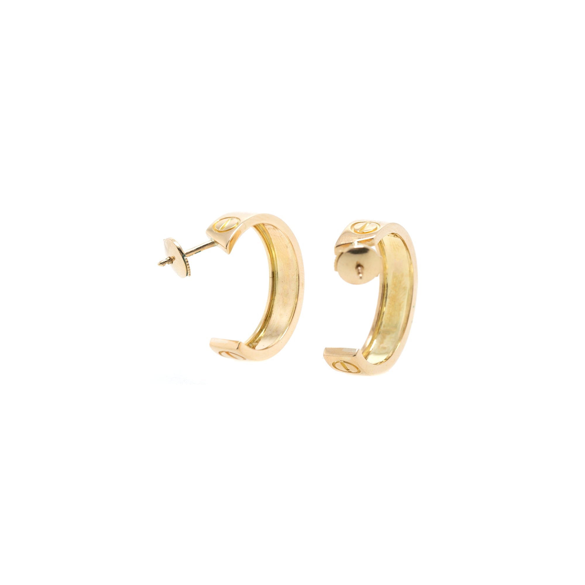 Cartier 18k Yellow Gold Vintage Love Hoop Earrings