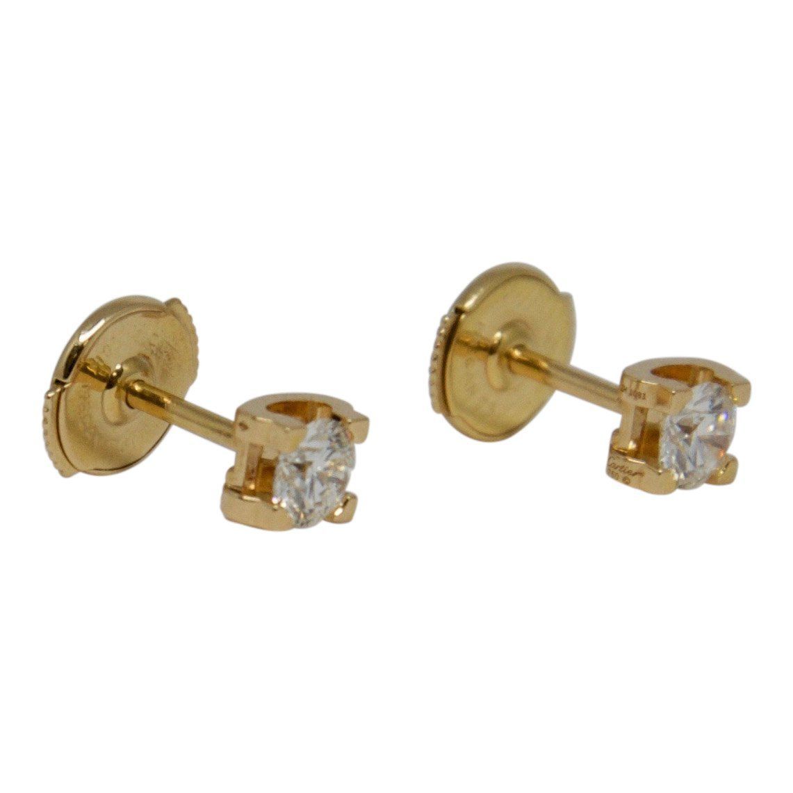 CARTIER 18K Pink Gold Diamond .46ctw C De Cartier Earrings 840401 |  FASHIONPHILE
