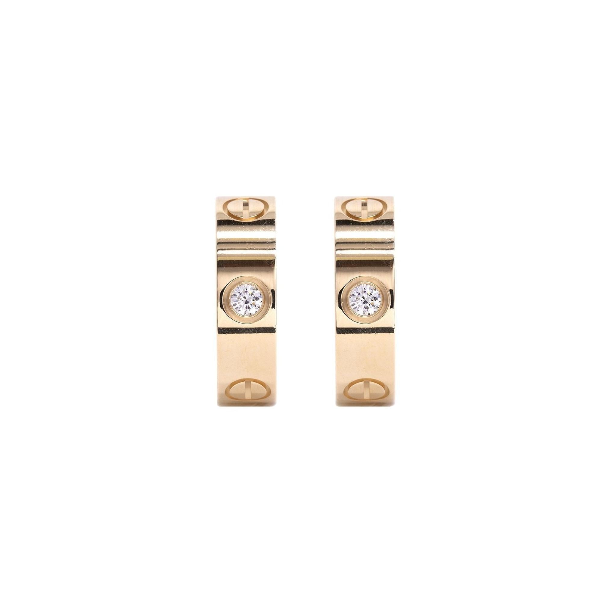 Cartier Diamond Love Earrings w/ Box & Certificate