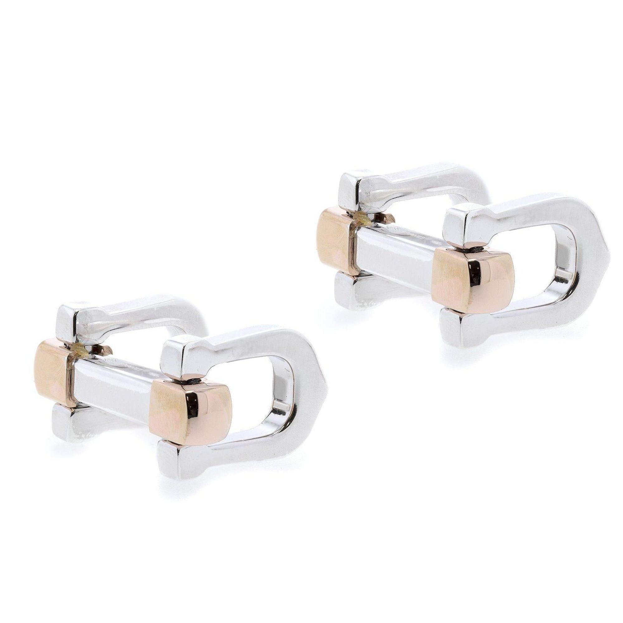 Cartier Elongated C Shape Decor Cufflinks