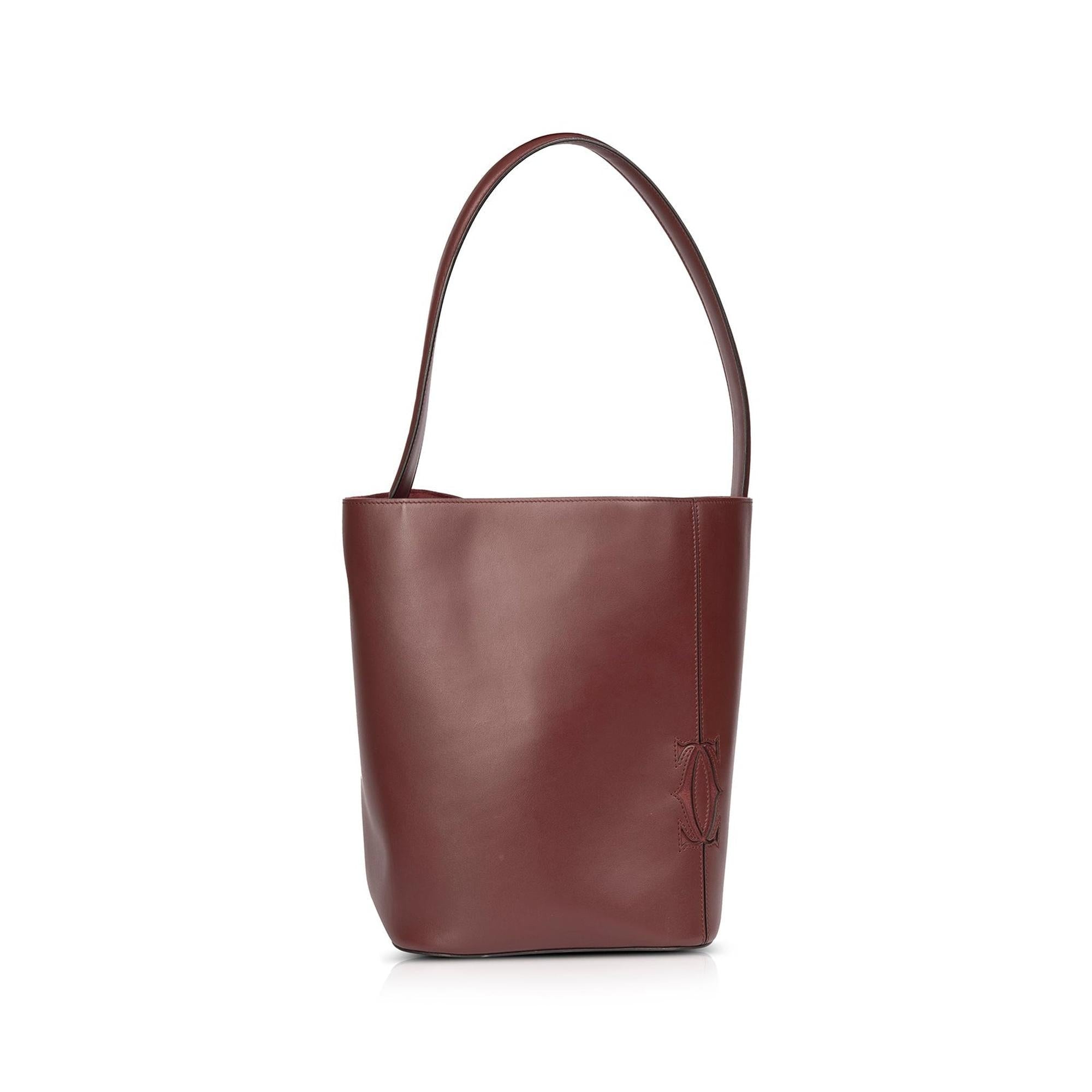 Cartier Must C Leather Bucket Bag w/ Receipt & Certificate