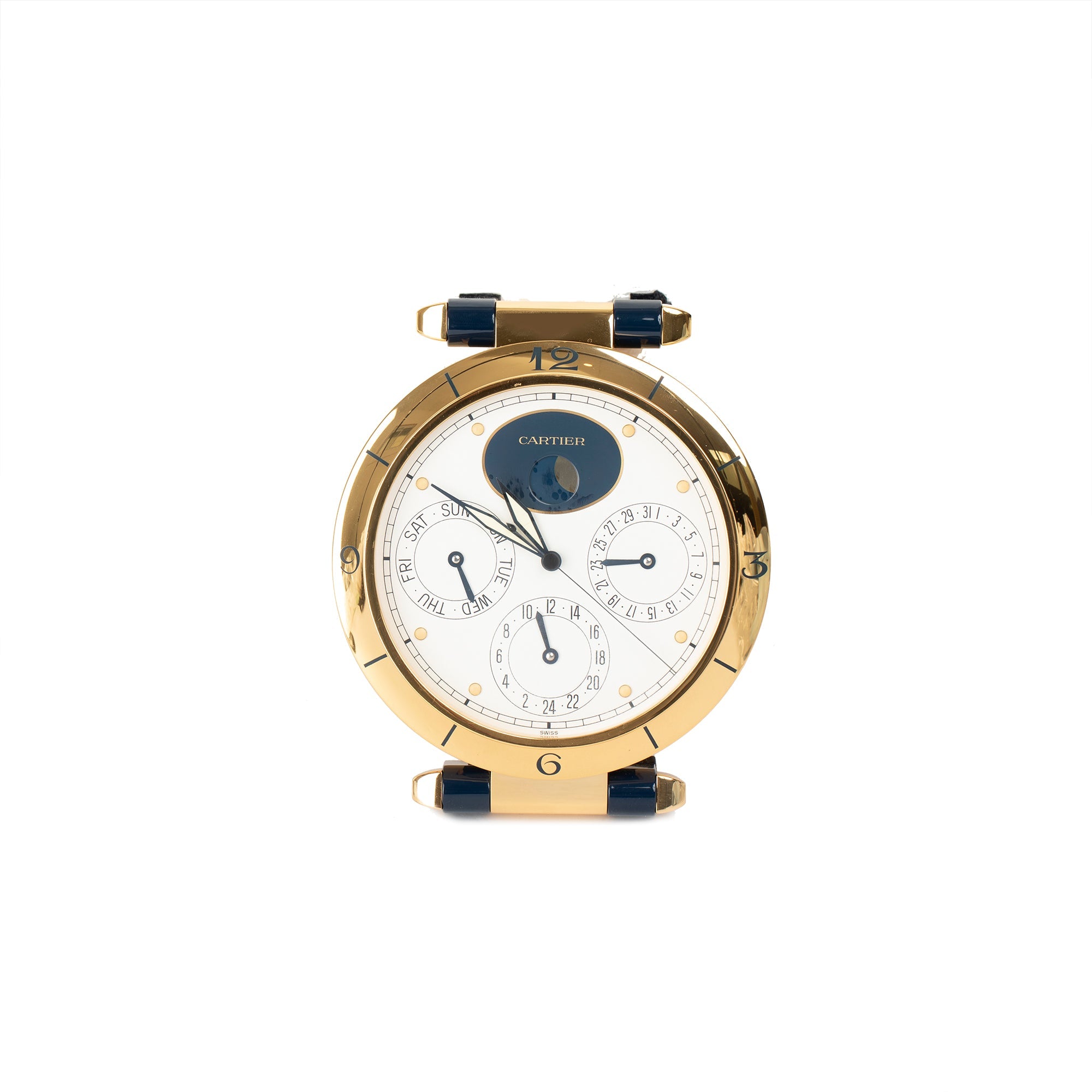 Cartier Pasha de Cartier Moon Phase Desk Clock w/ Box & Certificates