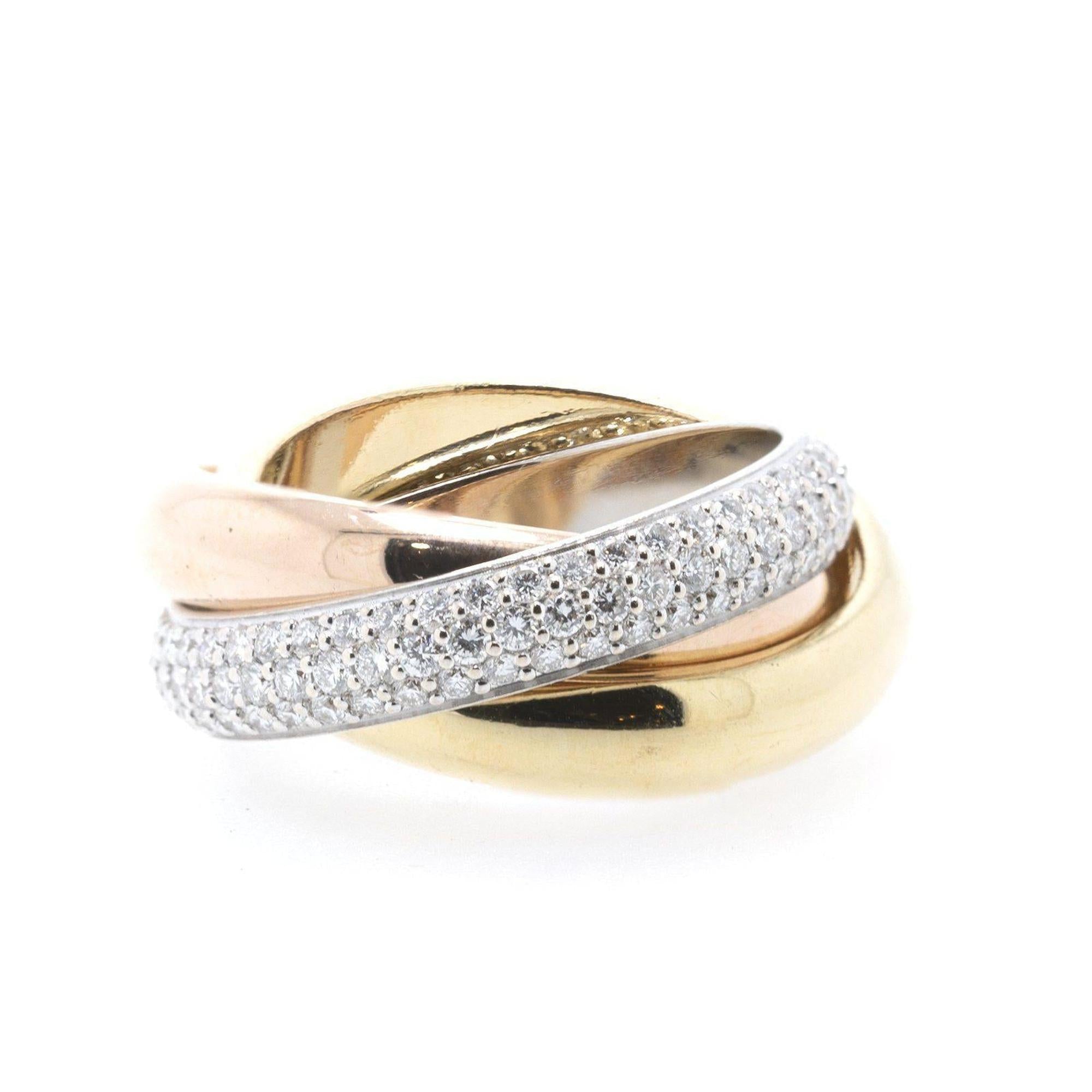 Cartier Pave Diamond Trinity Rolling Ring
