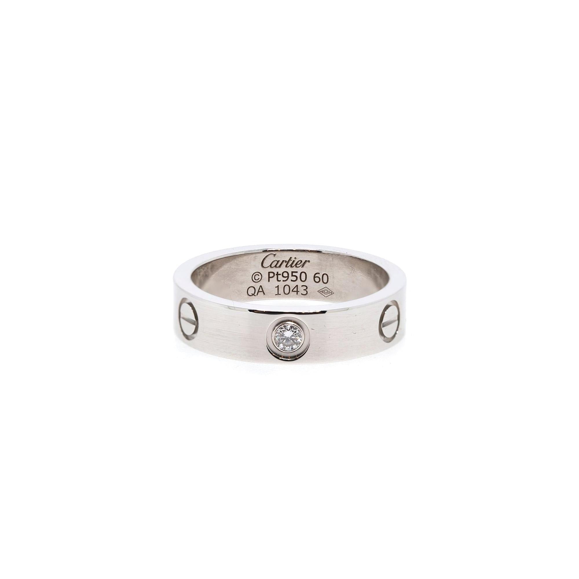 Cartier Platinum 1 Diamond Love Ring w/ Box