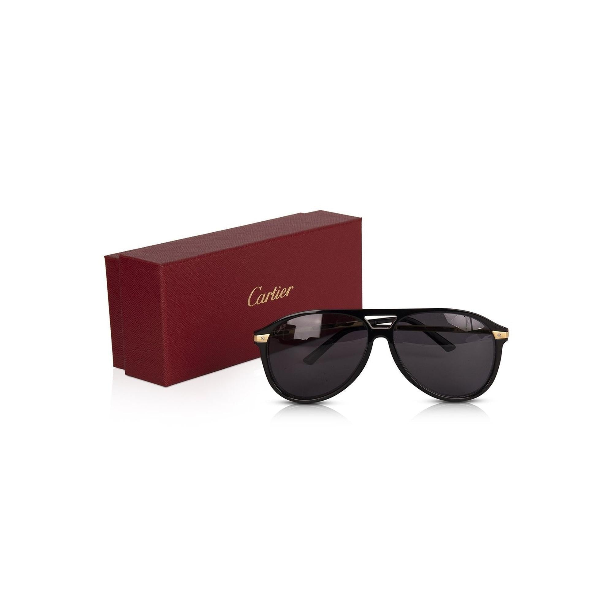 Cartier Santos de Cartier Aviator Sunglasses w/ Box & Case