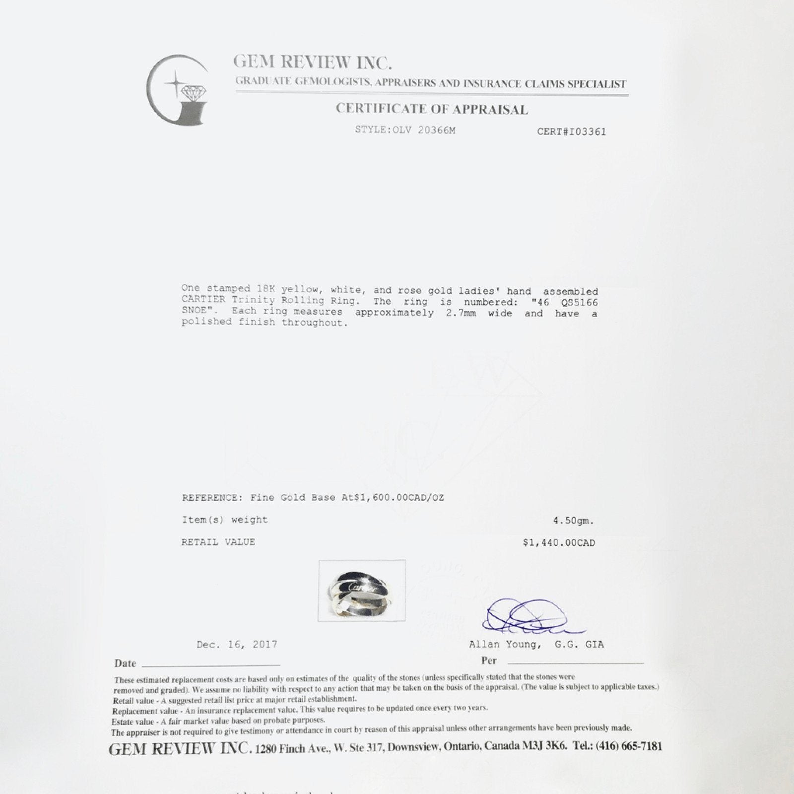 Cartier Trinity Rolling Ring