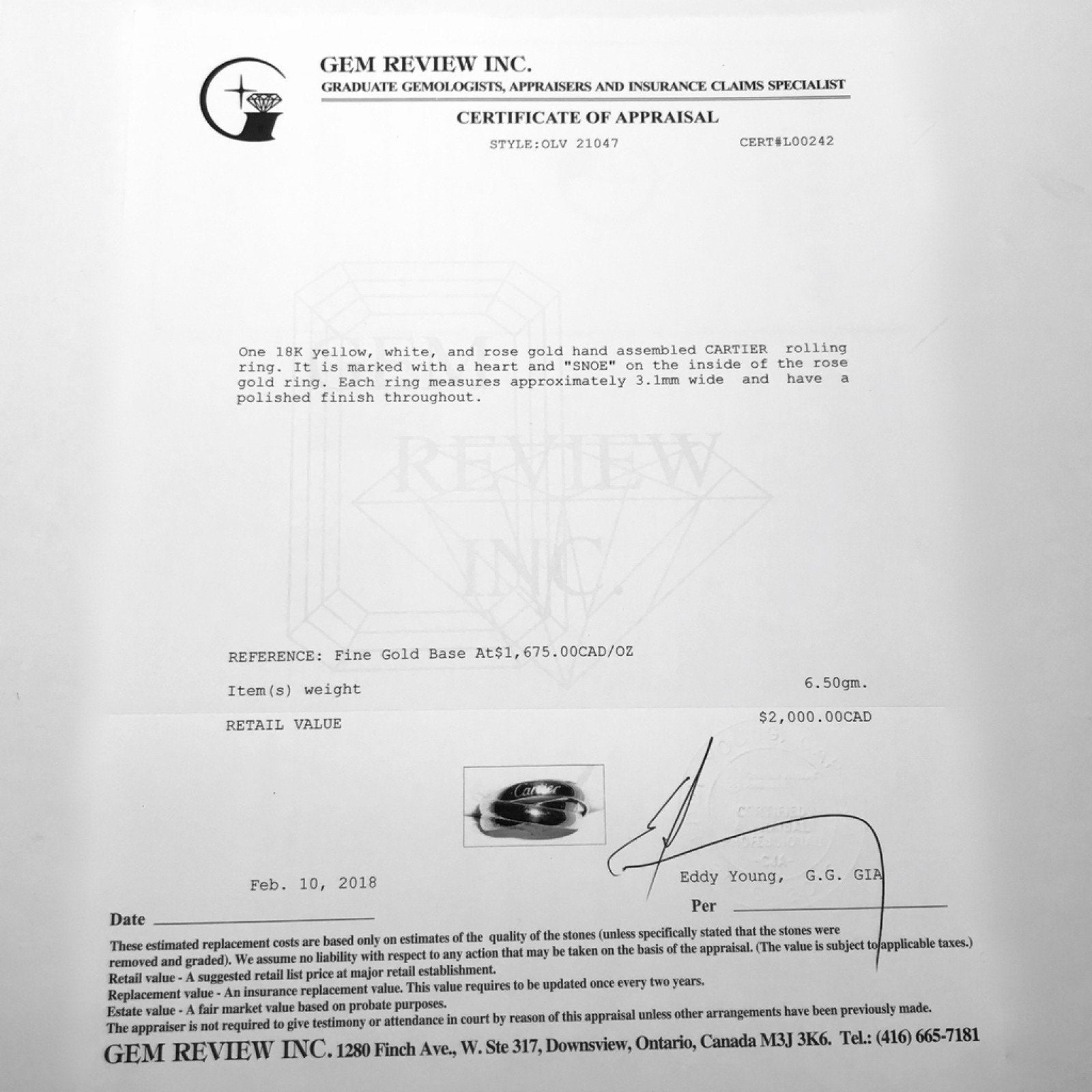 Cartier Trinity Rolling Ring, Classic Model in 18kt 3-Gold (Yellow, White, and Rose)