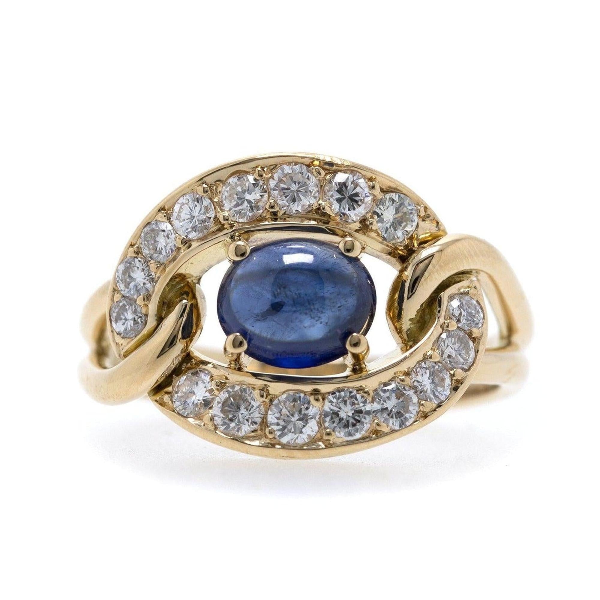 Cartier Vintage Cabochon Sapphire & Diamond Ring