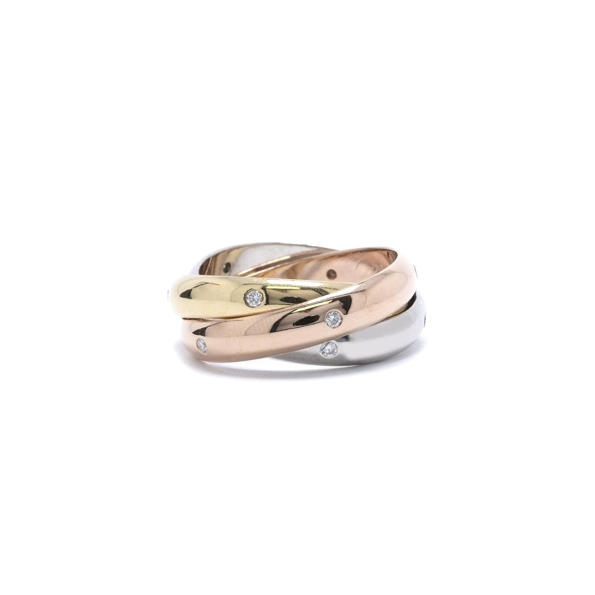 Cartier Vintage Diamond Trinity Rolling Ring w/ Box & Certificate