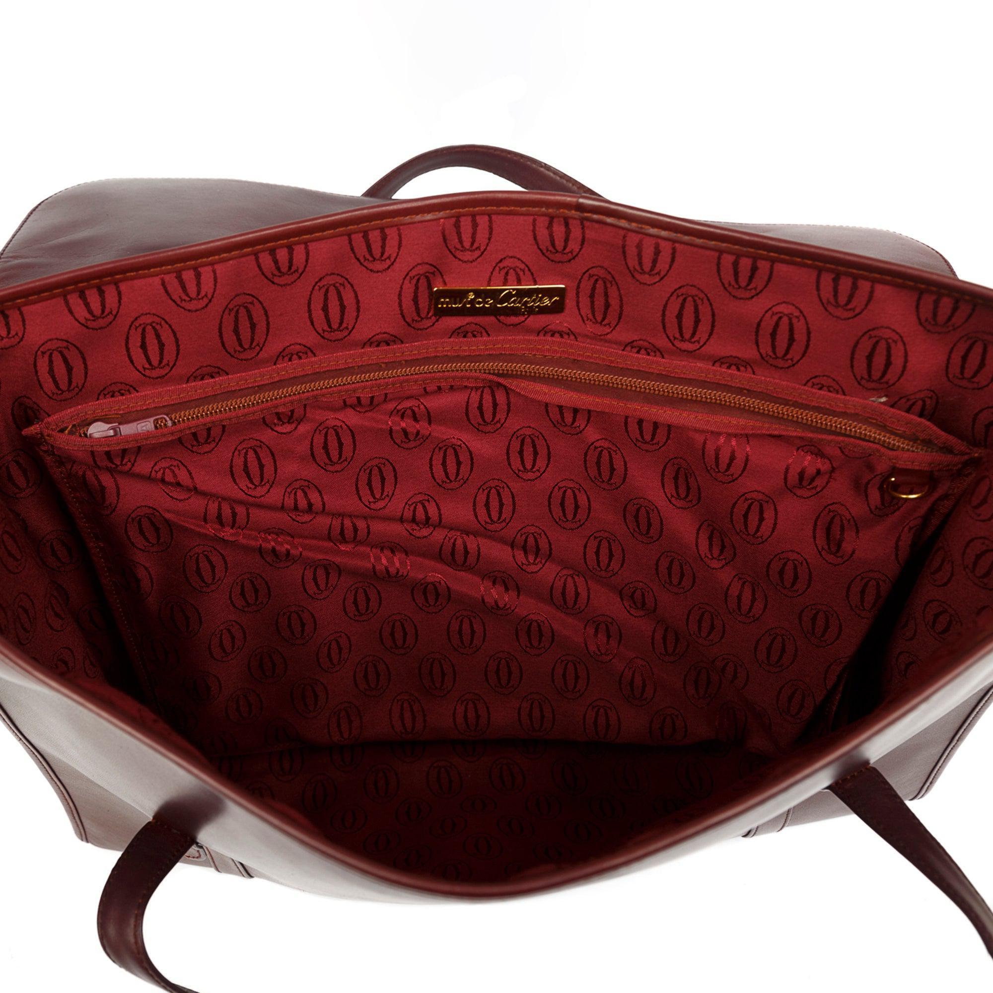 Cartier Vintage Large Leather Tote Bag w/ Box