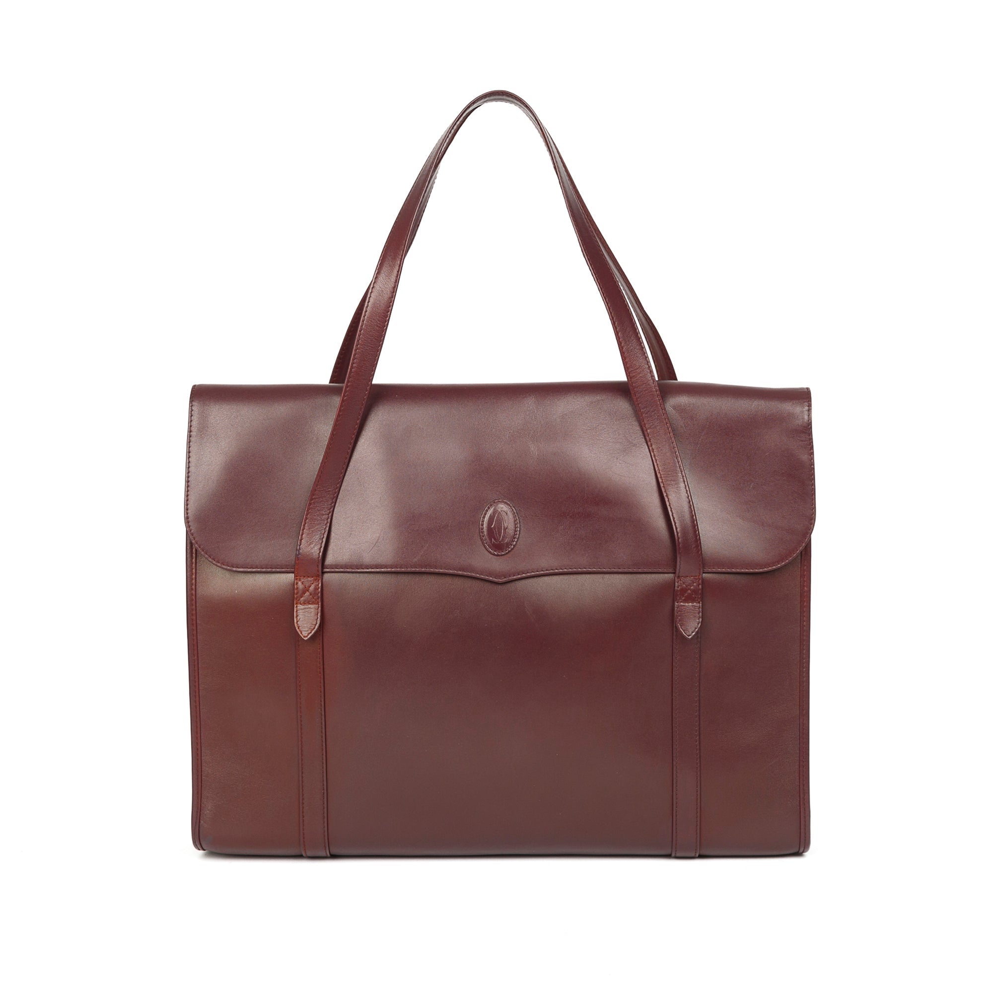 Cartier Vintage Large Leather Tote Bag w/ Box