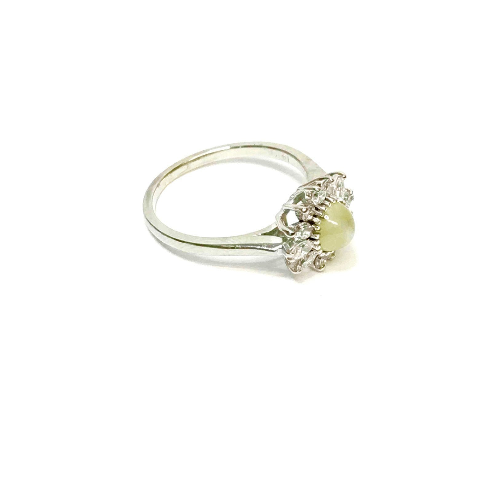 Cat's Eye and Diamond Cocktail Ring