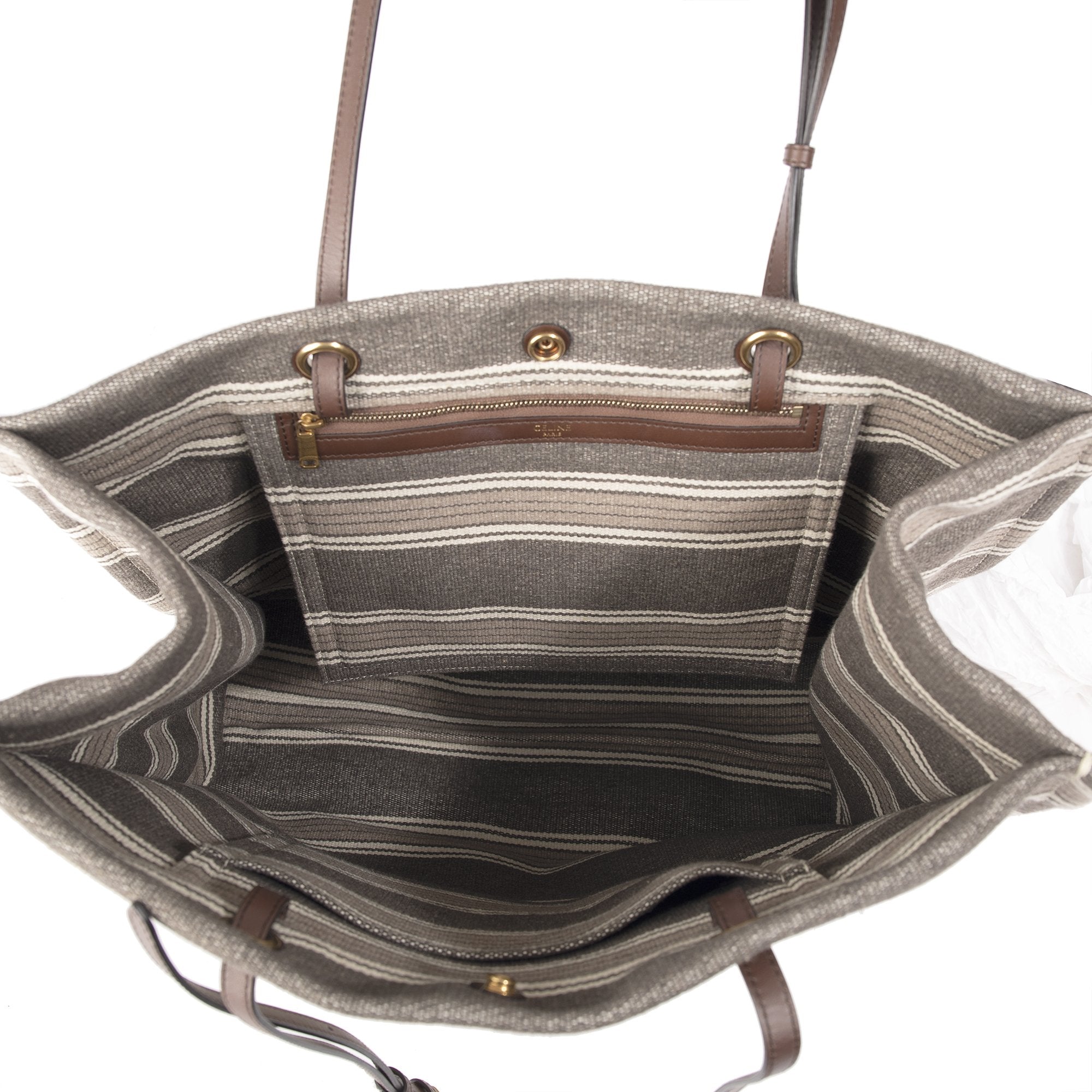 Celine 2019 Striped Jacquard Cabas Tote