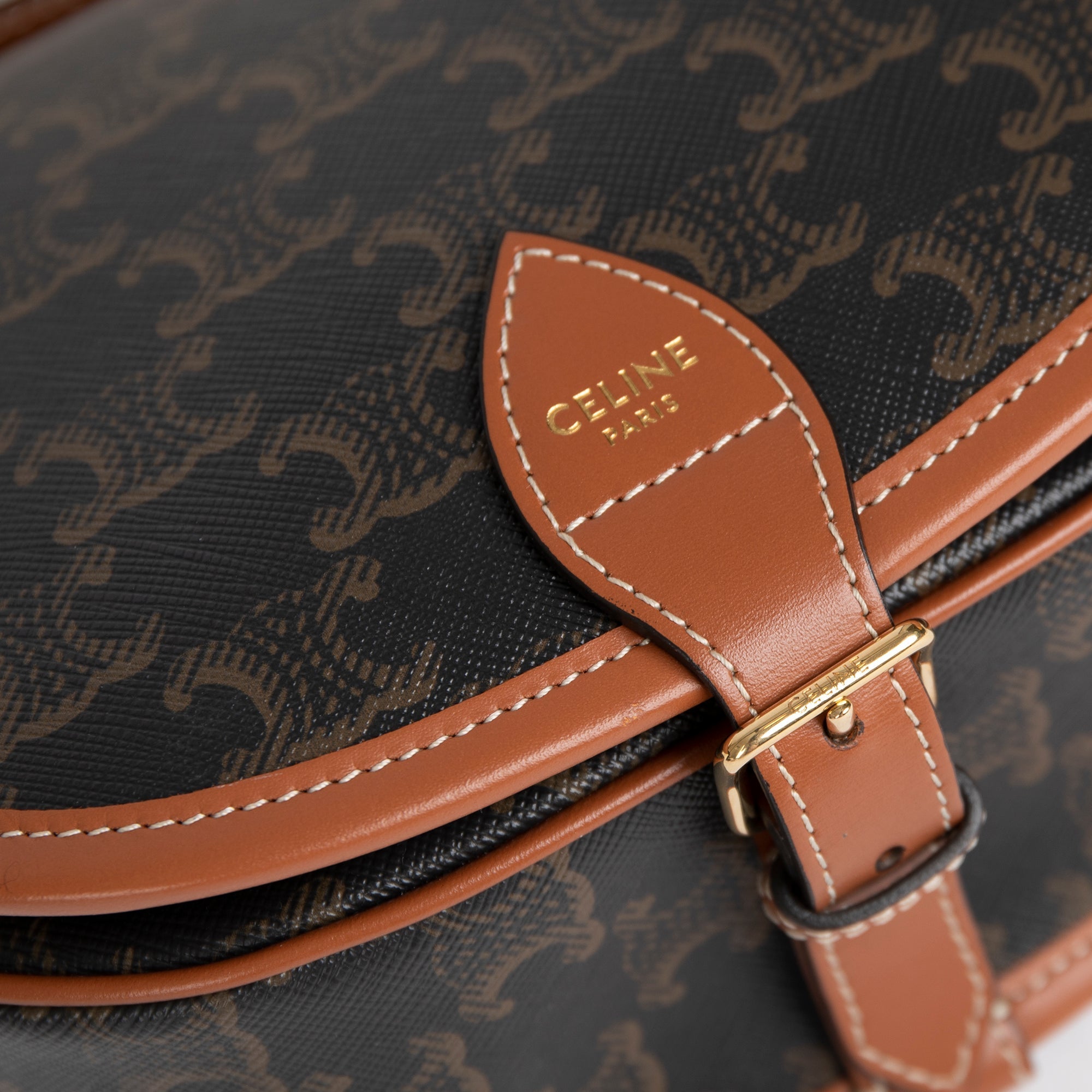 Celine 2020 Triomphe Canvas Folco Crossbody Bag