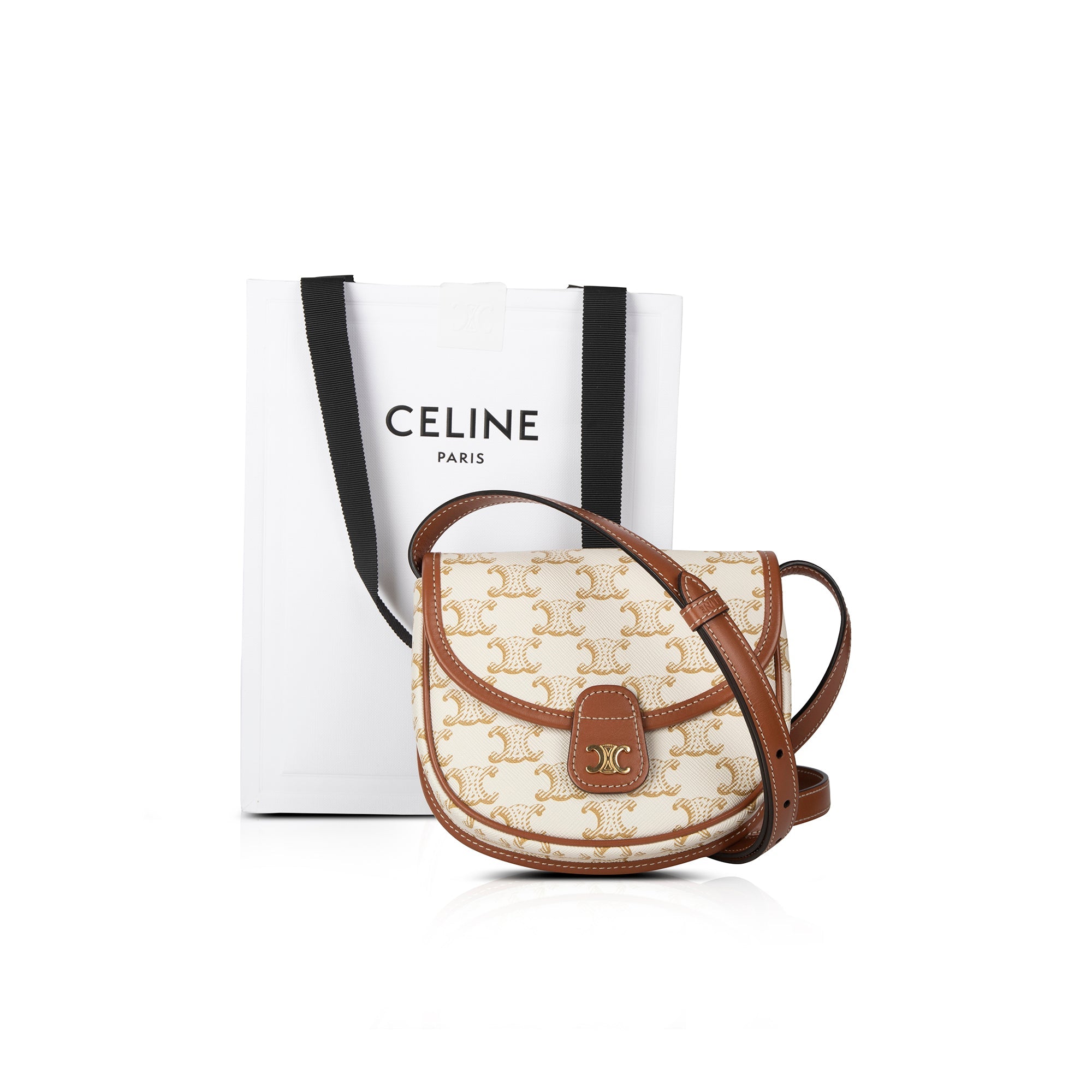 Celine 2021 Triomphe Canvas Mini Besace Crossbody Bag w/ Receipt