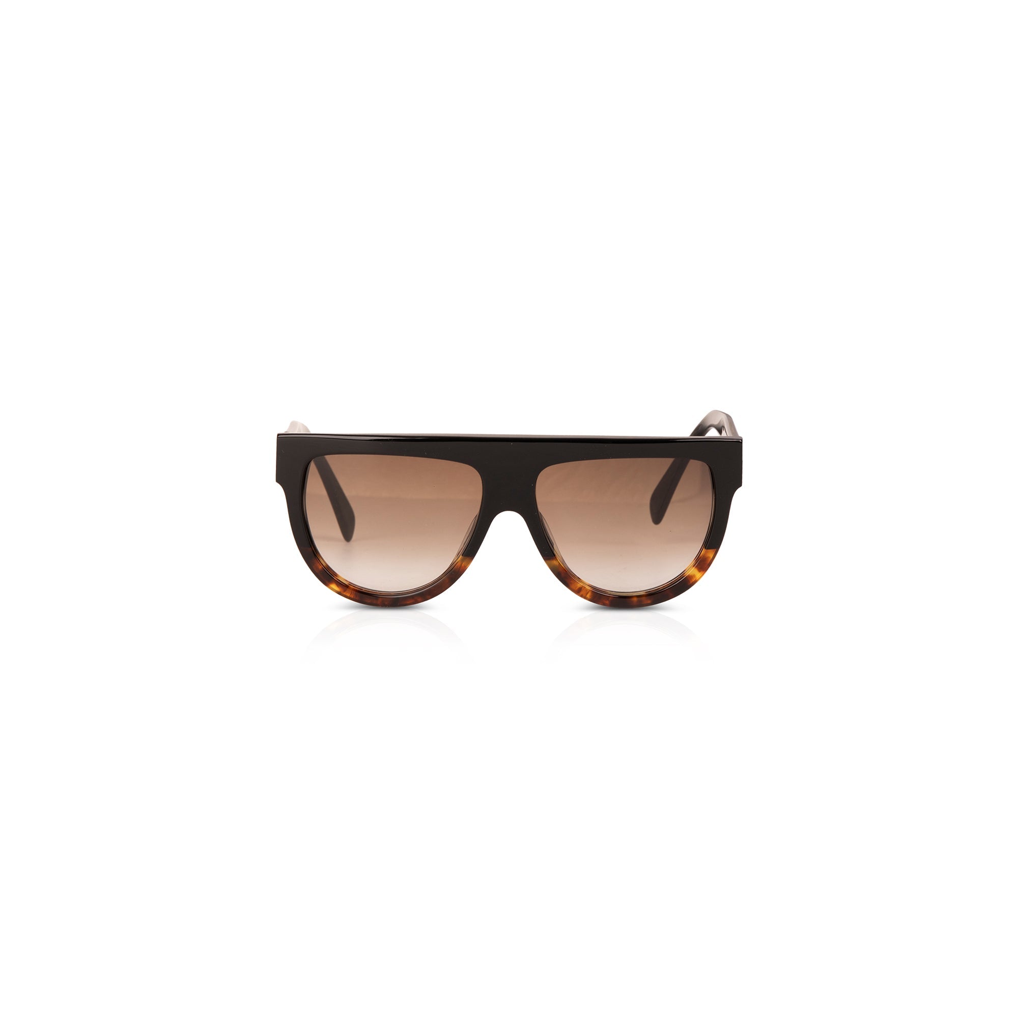 Celine Black & Havana Shield Sunglasses w/ Case