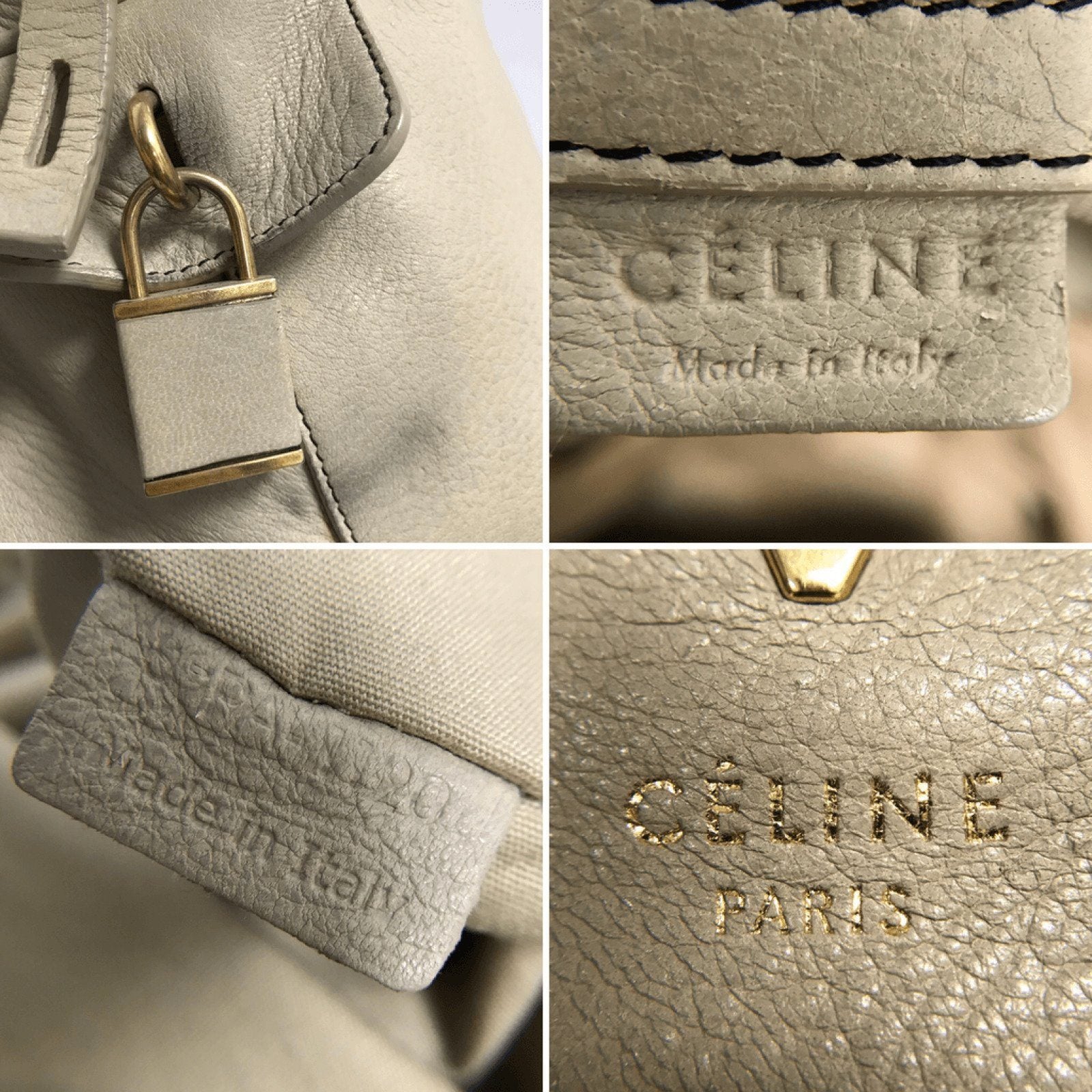 Celine Grey Padlock Deer Skin Bag