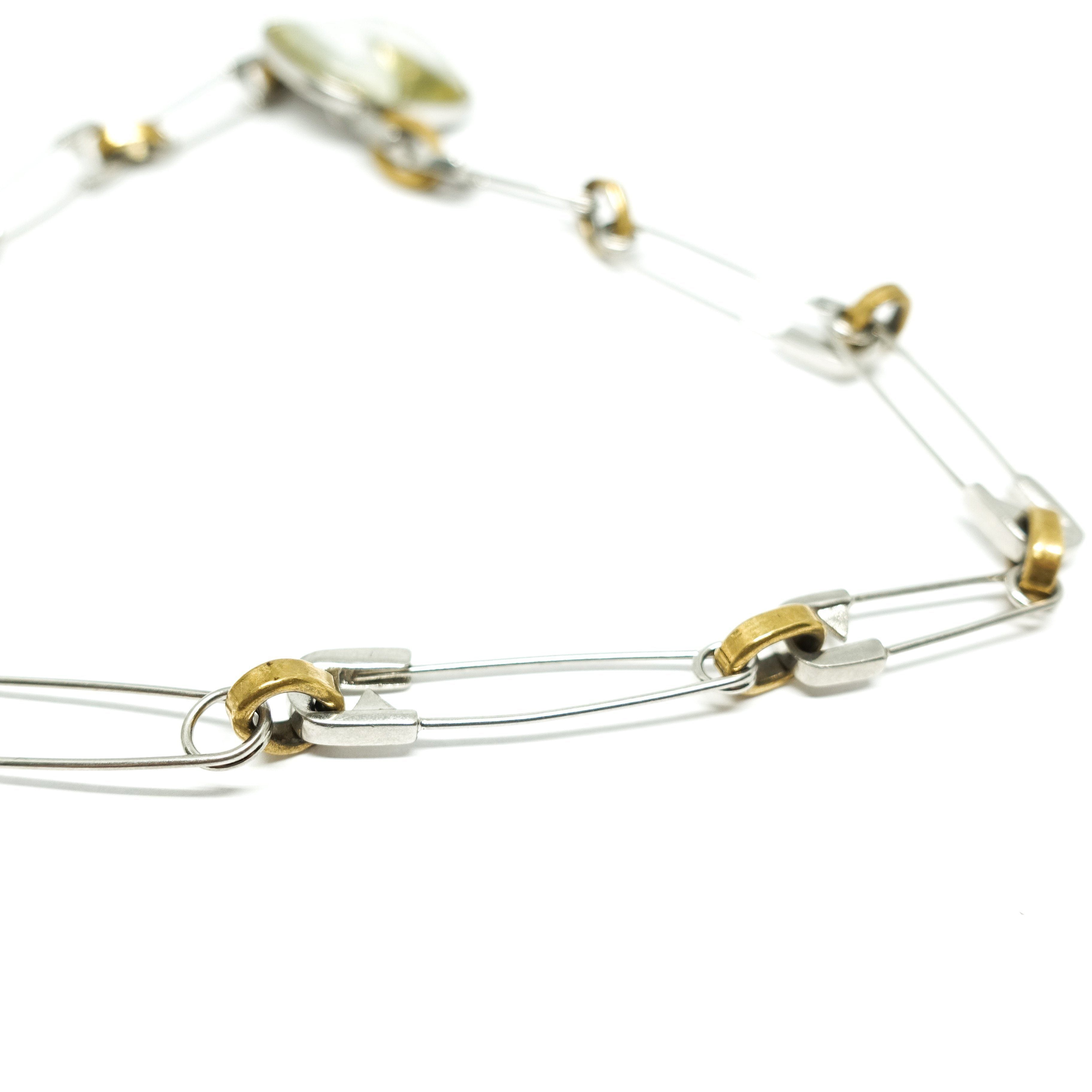 Celine Pebbles Necklace in Brass with Honey Resin Mirror