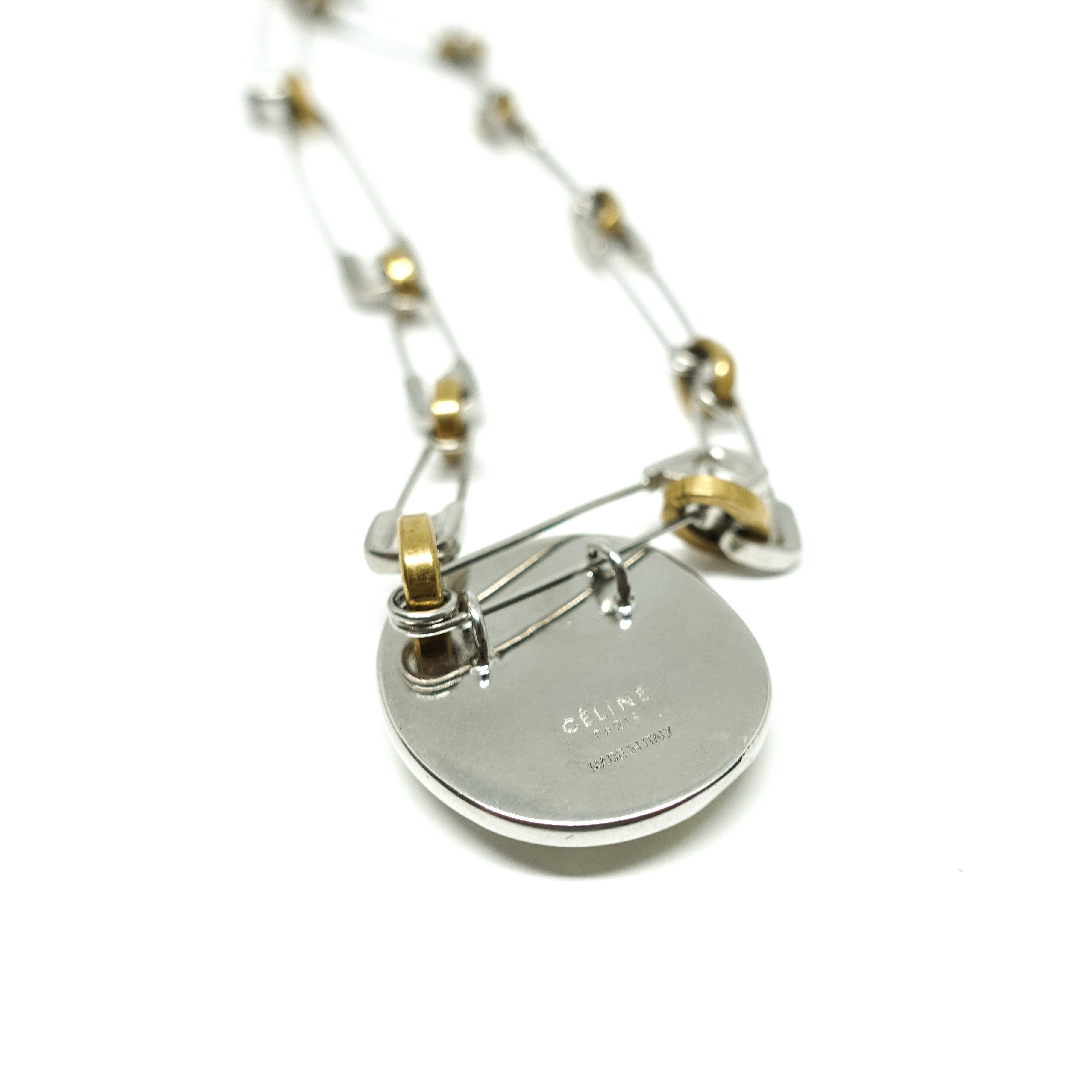 Celine Pebbles Necklace in Brass with Honey Resin Mirror