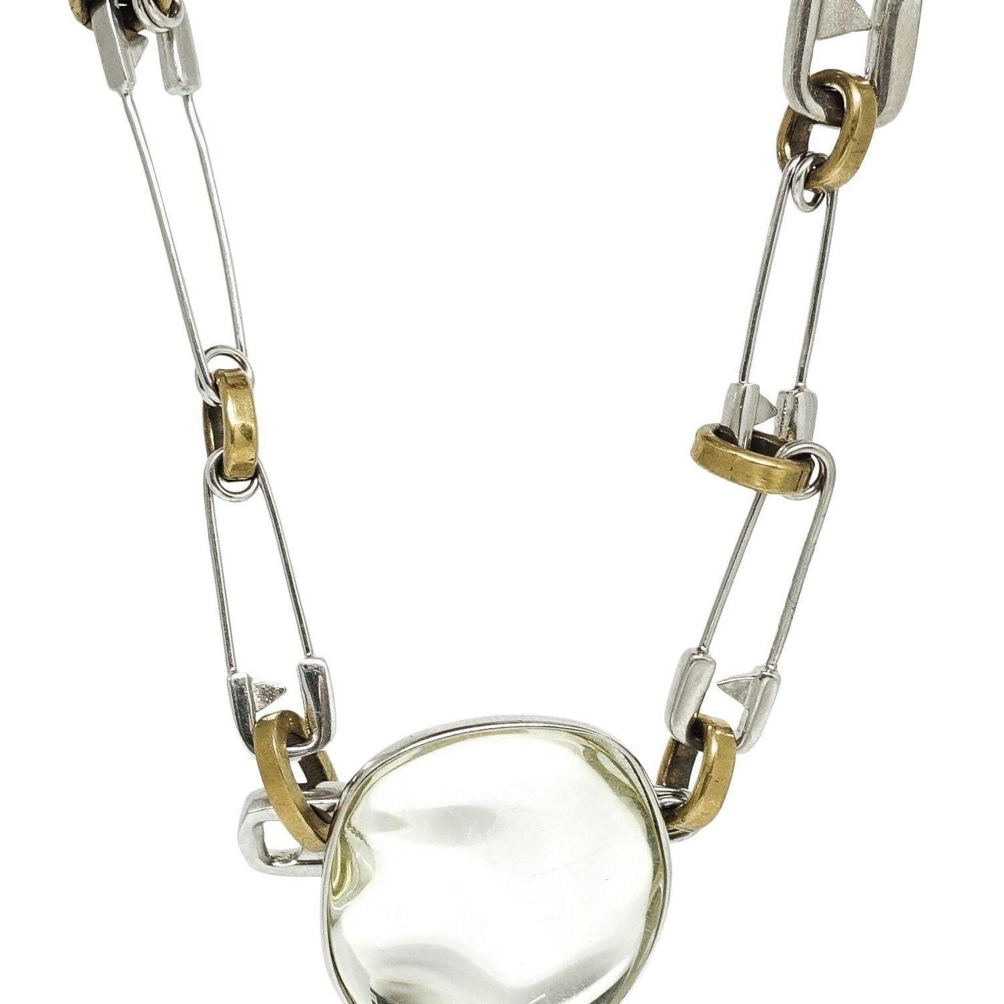 Celine Pebbles Necklace in Brass with Honey Resin Mirror