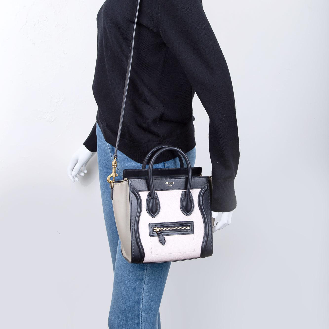 Celine Tricolour Nano Luggage Tote w/ Strap