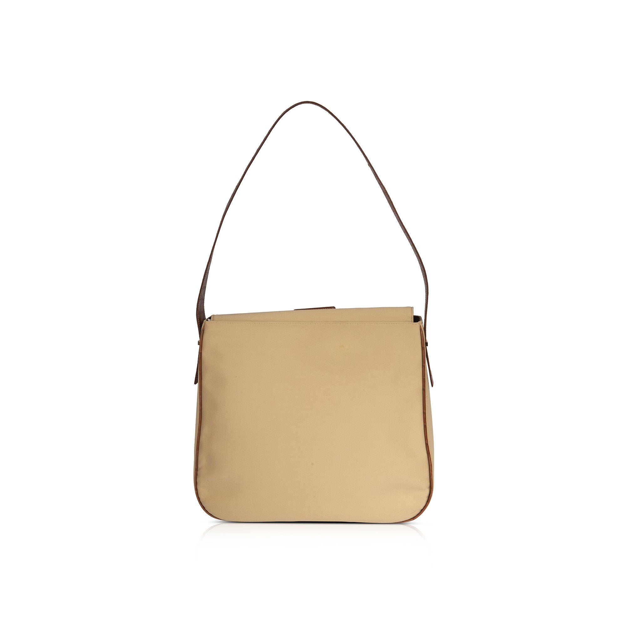 Celine Vintage Crocodile Embossed & Canvas Shoulder Bag