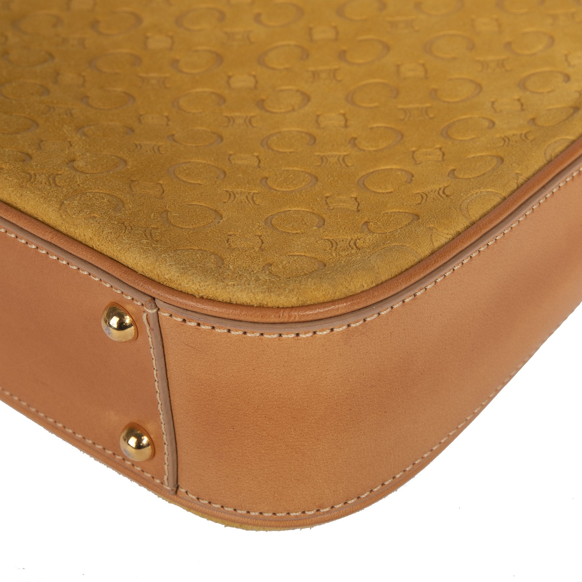 Celine Vintage Leather-Trimmed Monogram Suede Shoulder Bag – OLIVER'S