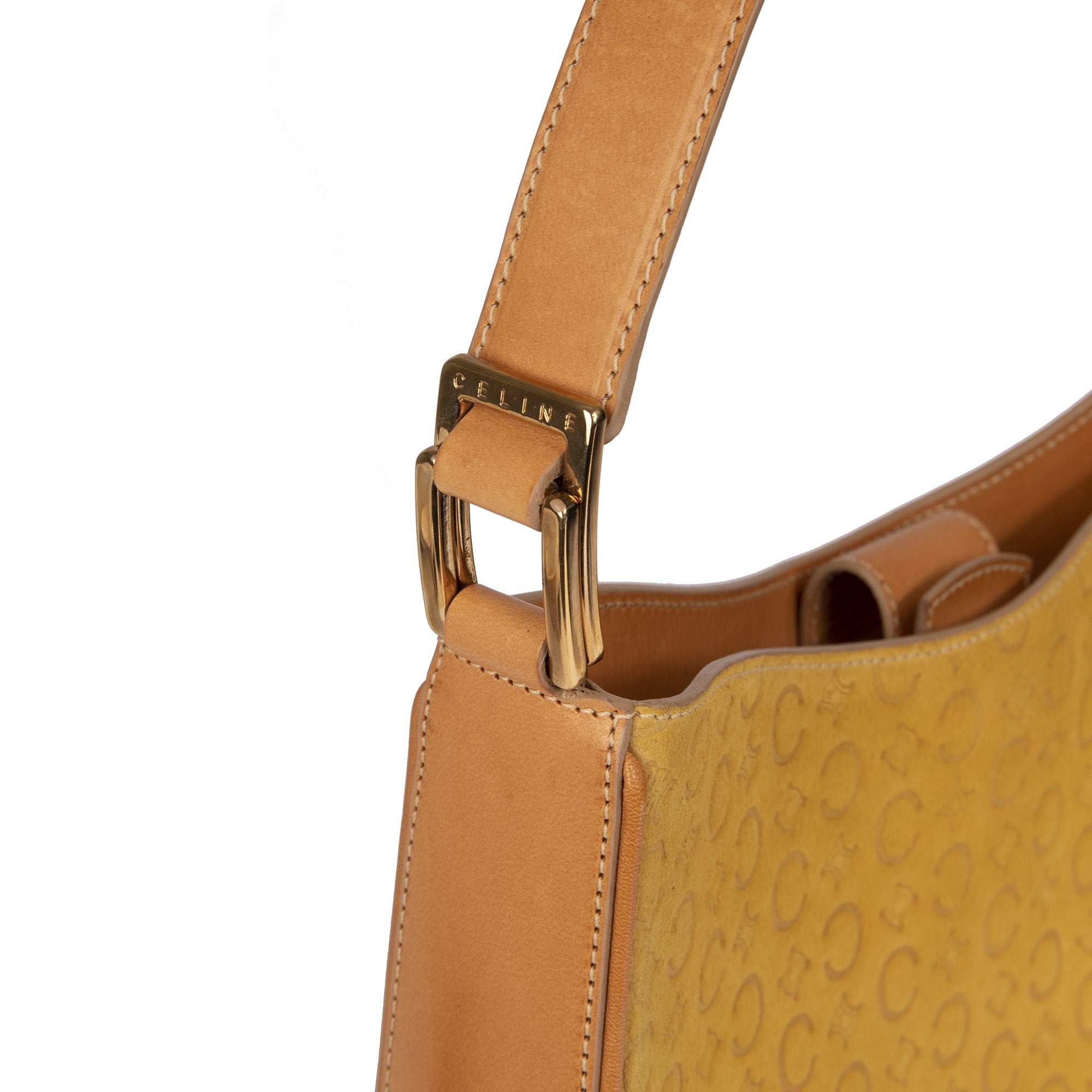 Celine Vintage Leather-Trimmed Monogram Suede Shoulder Bag – OLIVER'S