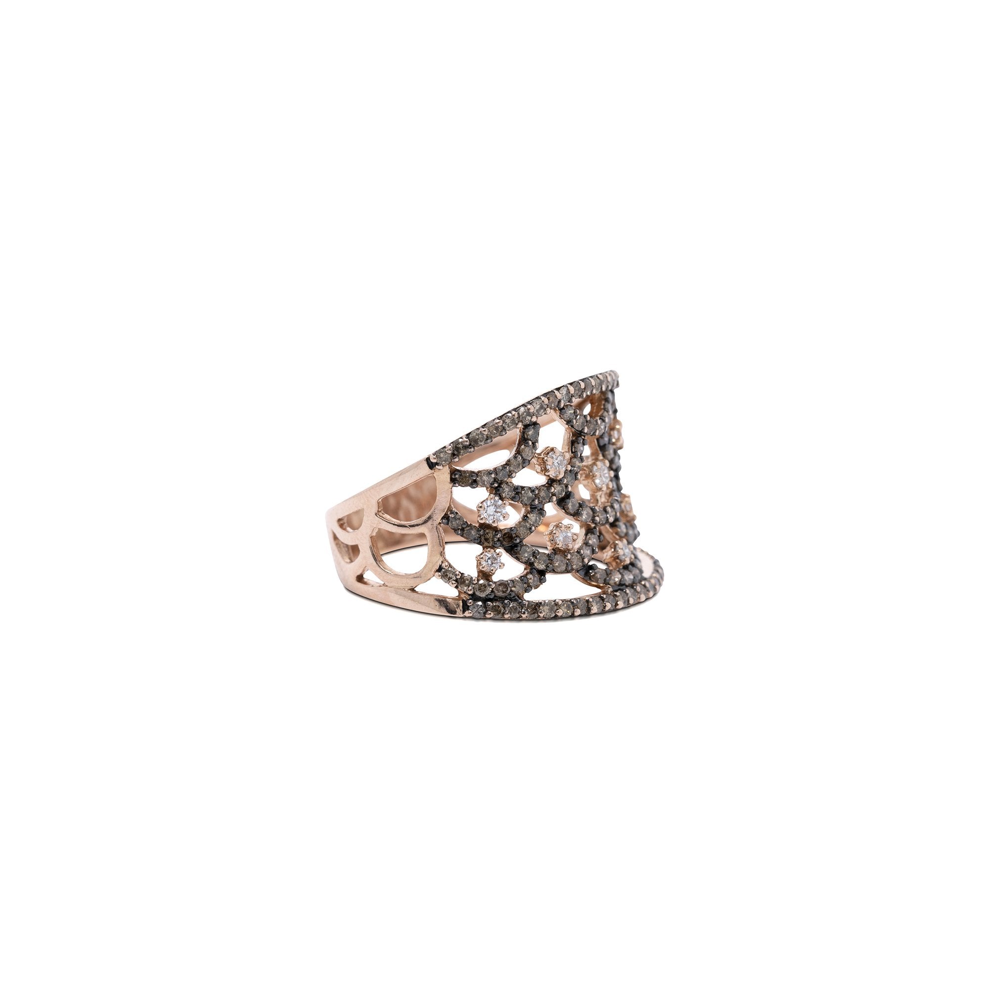 Champagne and White Diamond Cocktail Ring